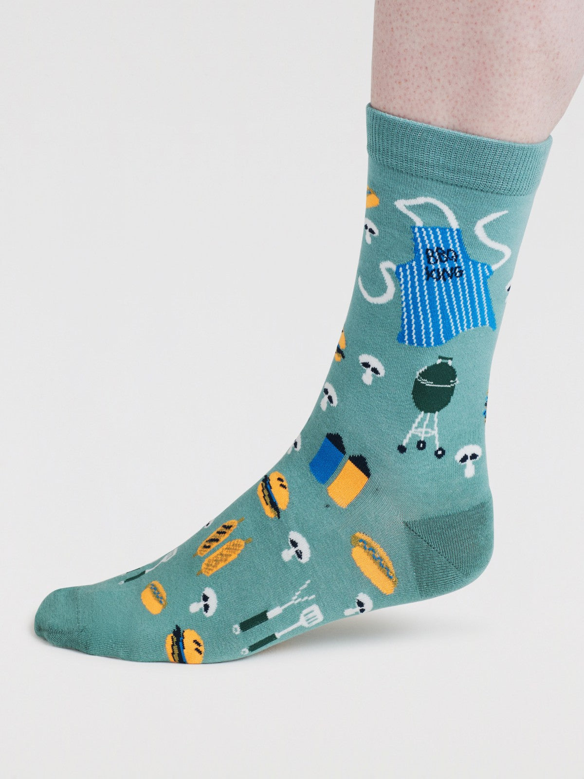 Mens King Of The Grill Organic Cotton Socks - Lagoon Green