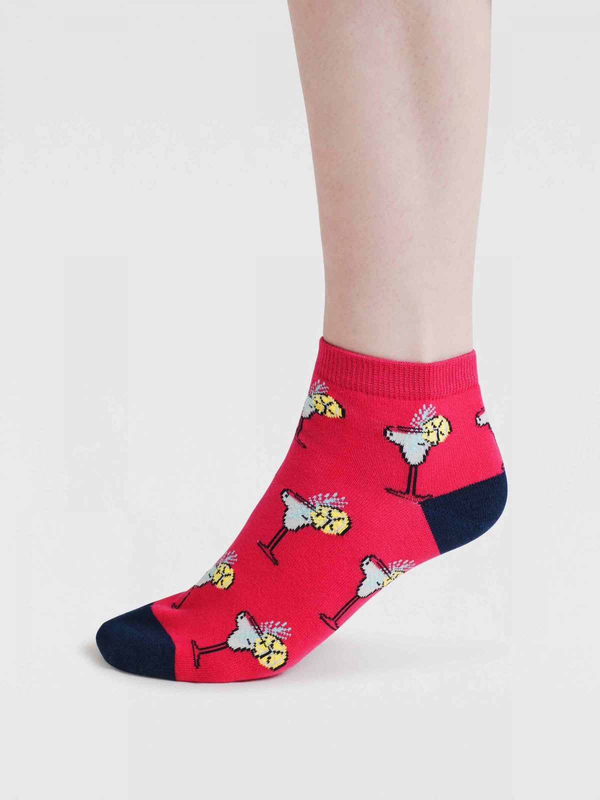 Womens Dixie Cocktail Bamboo Ankle Socks - Neon Pink