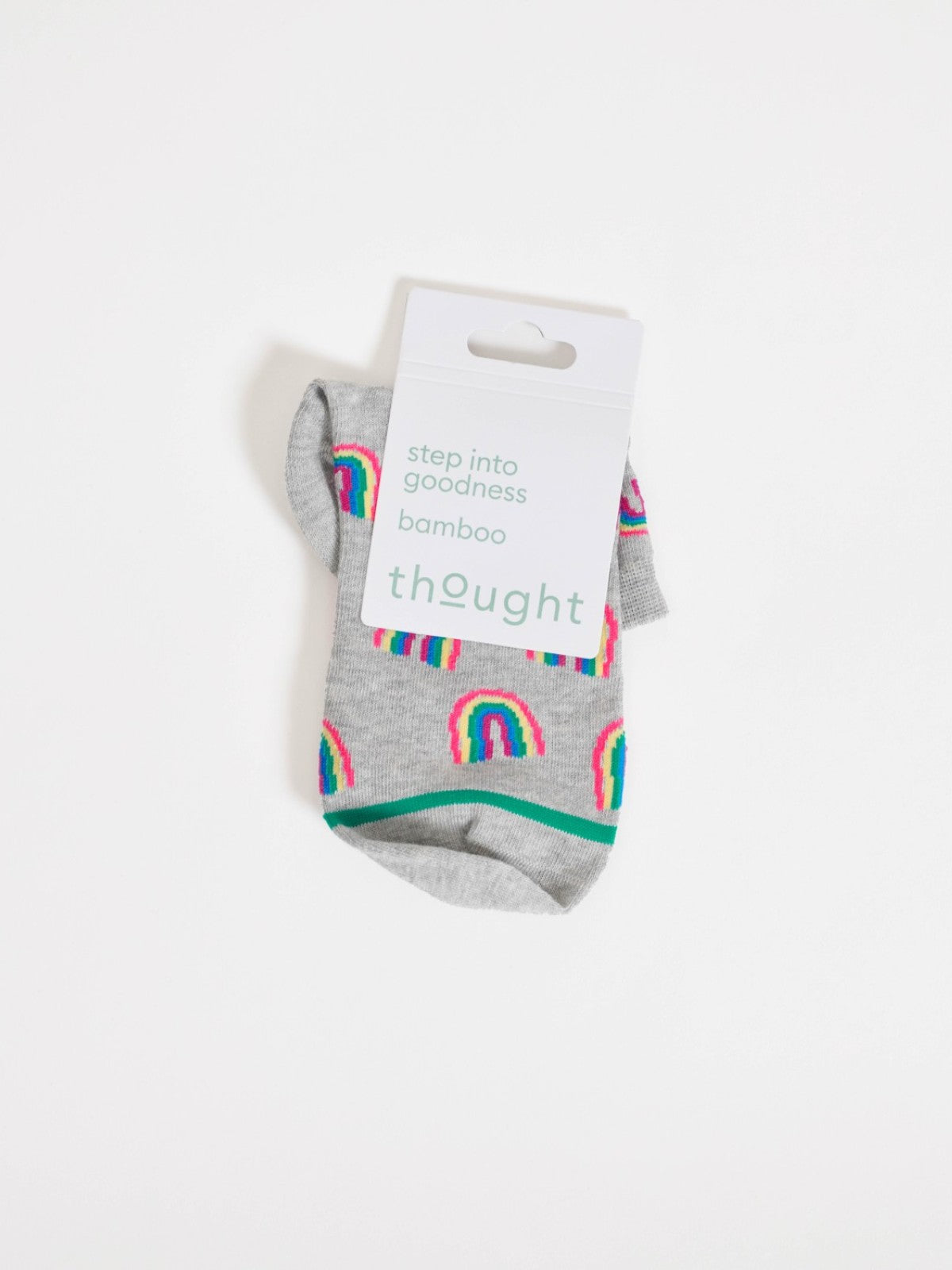 Rainbow Short Bamboo Ankle Socks - Grey Multi