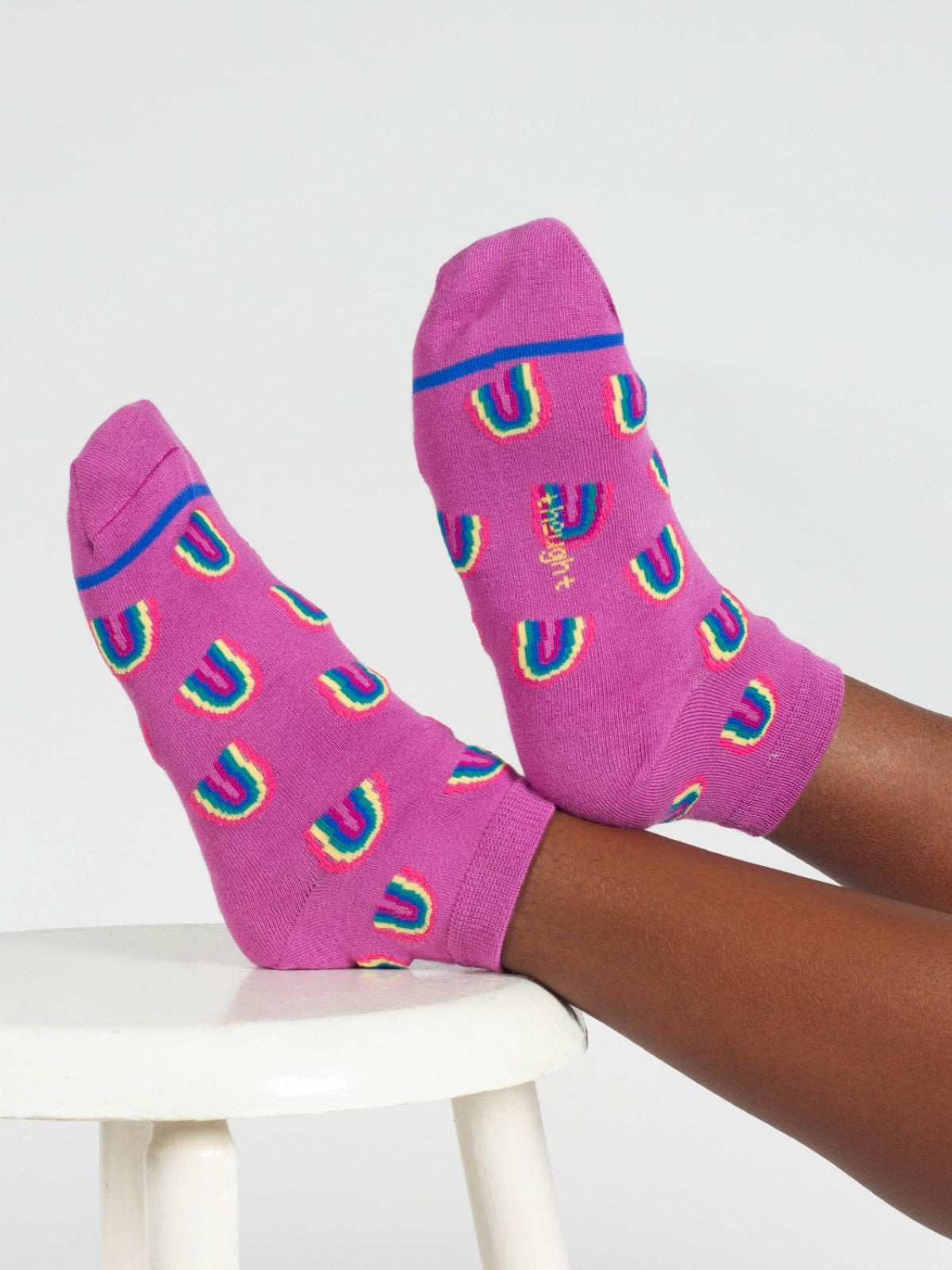 Rainbow Short Bamboo Ankle Socks - Purple Multi