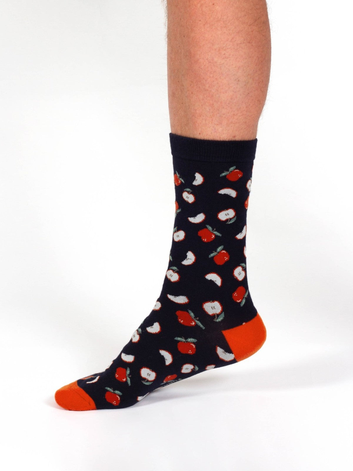 Explorer Organic Cotton Crew Socks - Navy/Apples