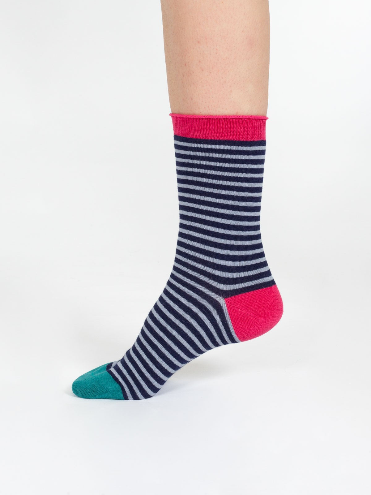 Stripe Bamboo Crew Socks - Blue Multi