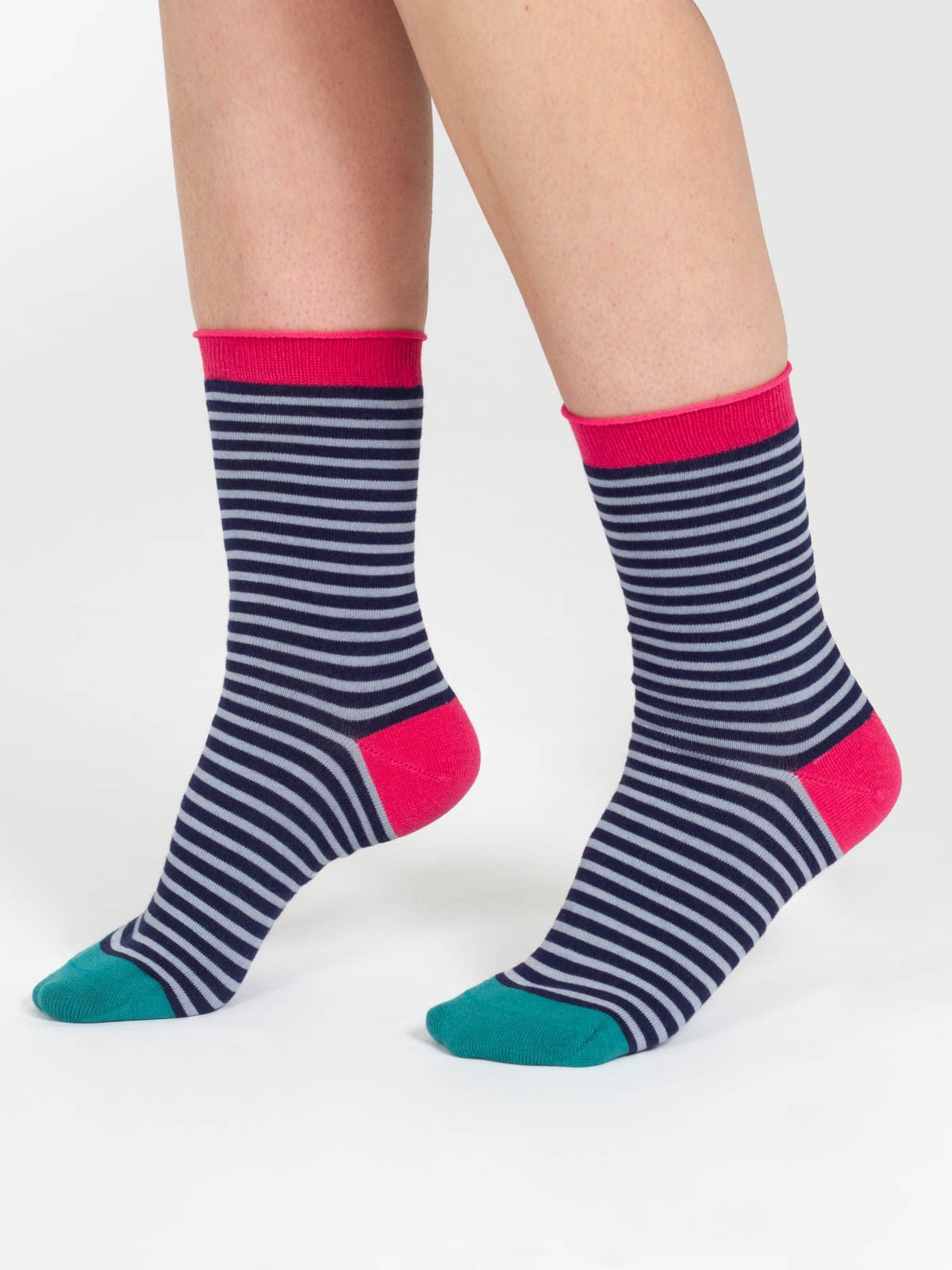 Stripe Bamboo Crew Socks - Blue Multi