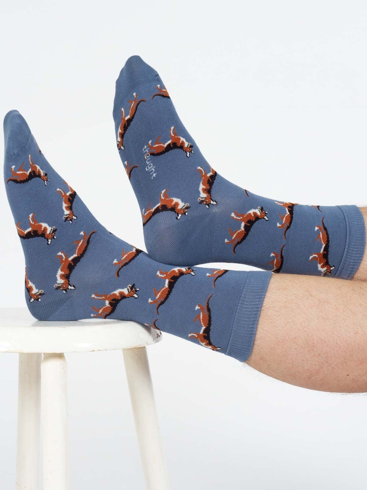 Doggy Bamboo Crew Socks - Blue/German Shephard