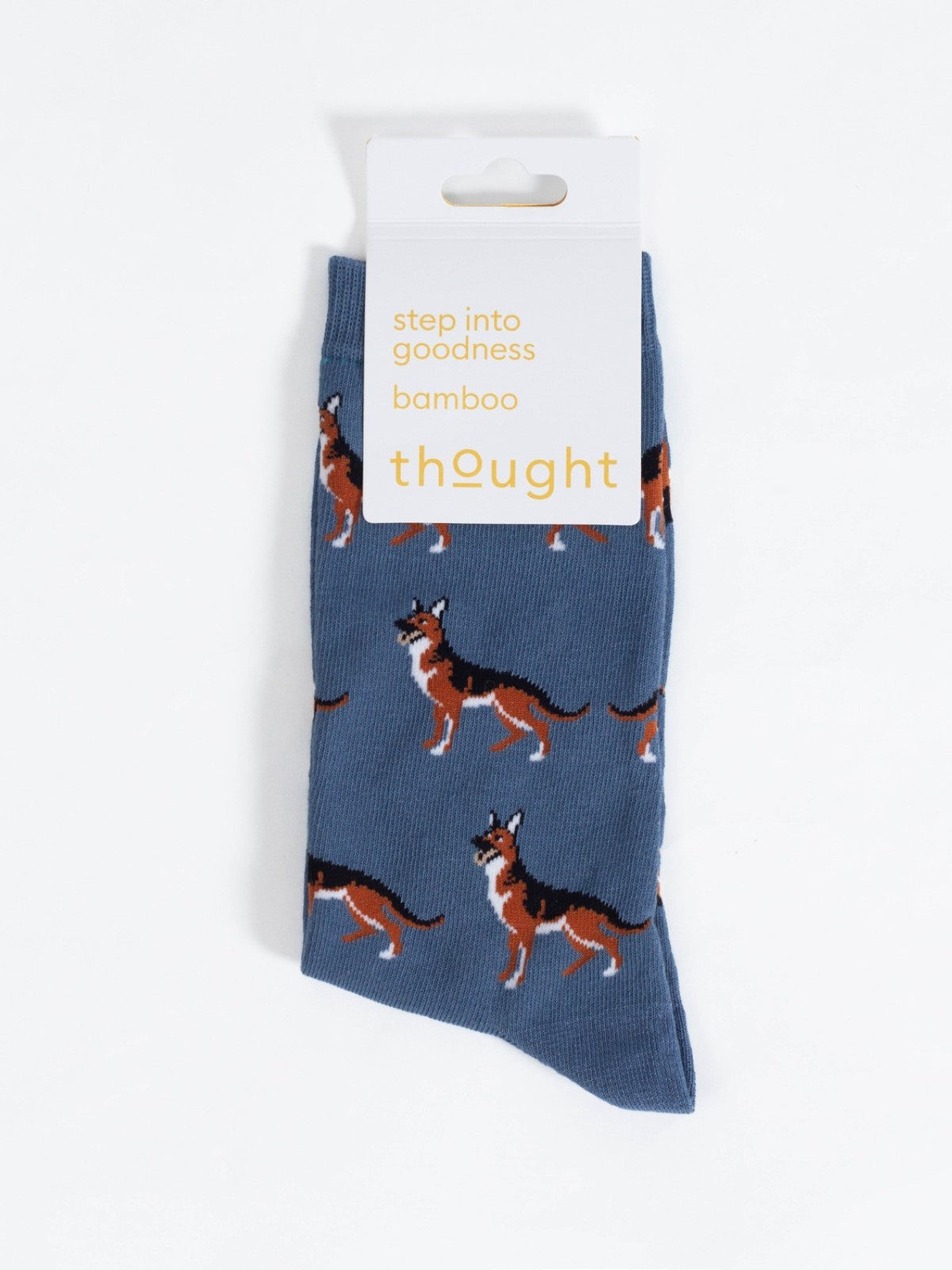 Doggy Bamboo Crew Socks - Blue/German Shephard