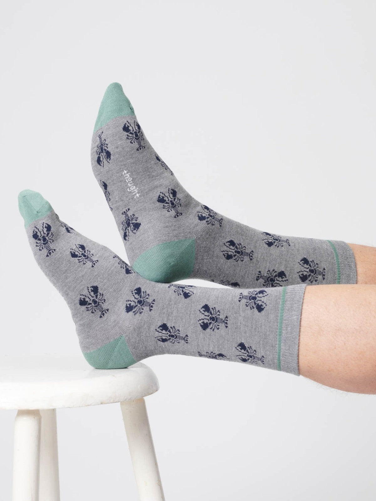 Mens Lobster Bamboo Socks - Grey Marl