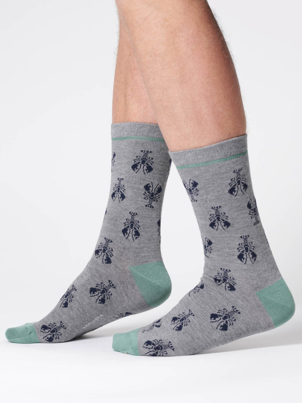 Mens Lobster Bamboo Socks - Grey Marl