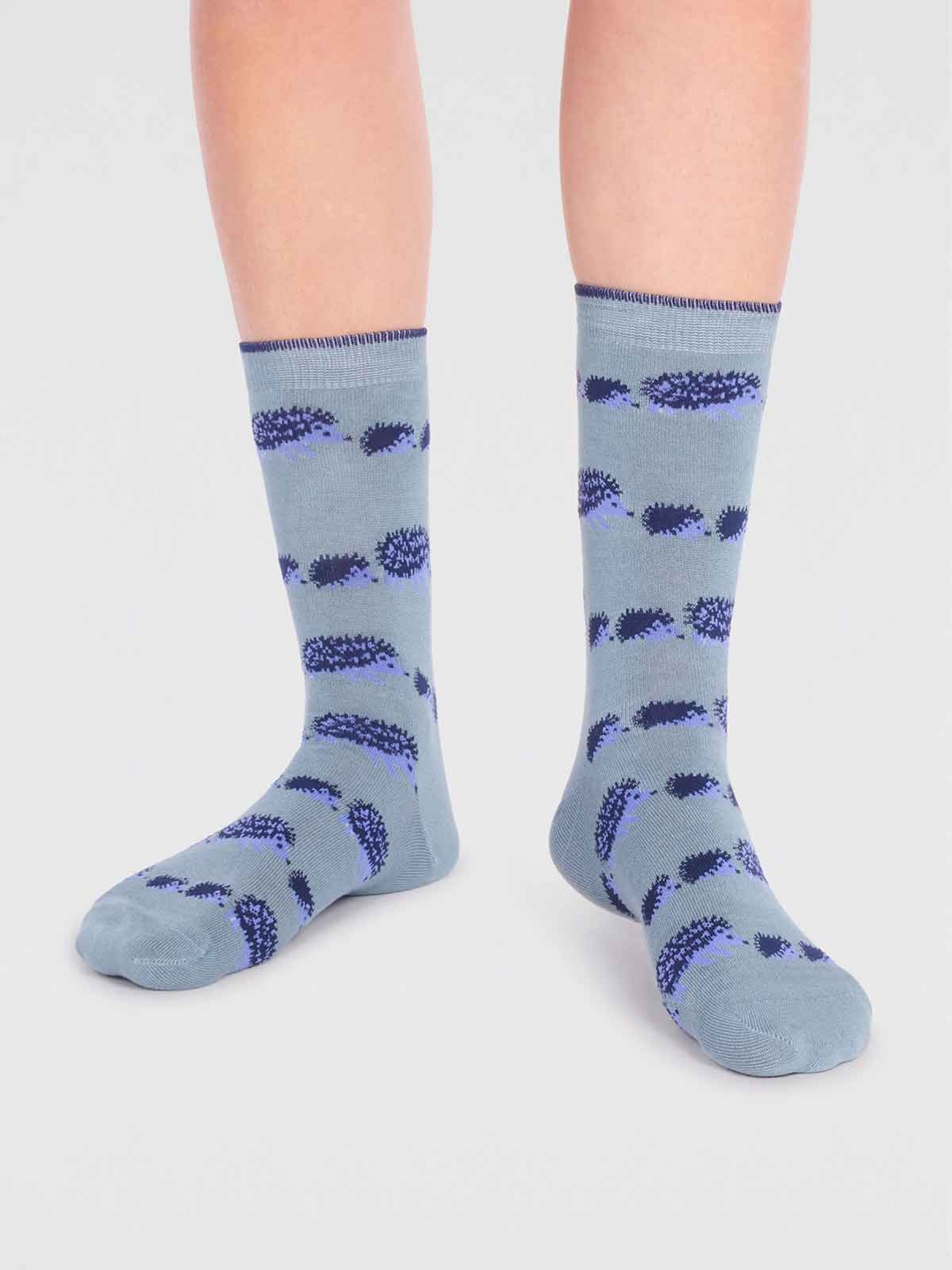 Hadley Bamboo Hedgehog Socks - Eucalyptus Blue