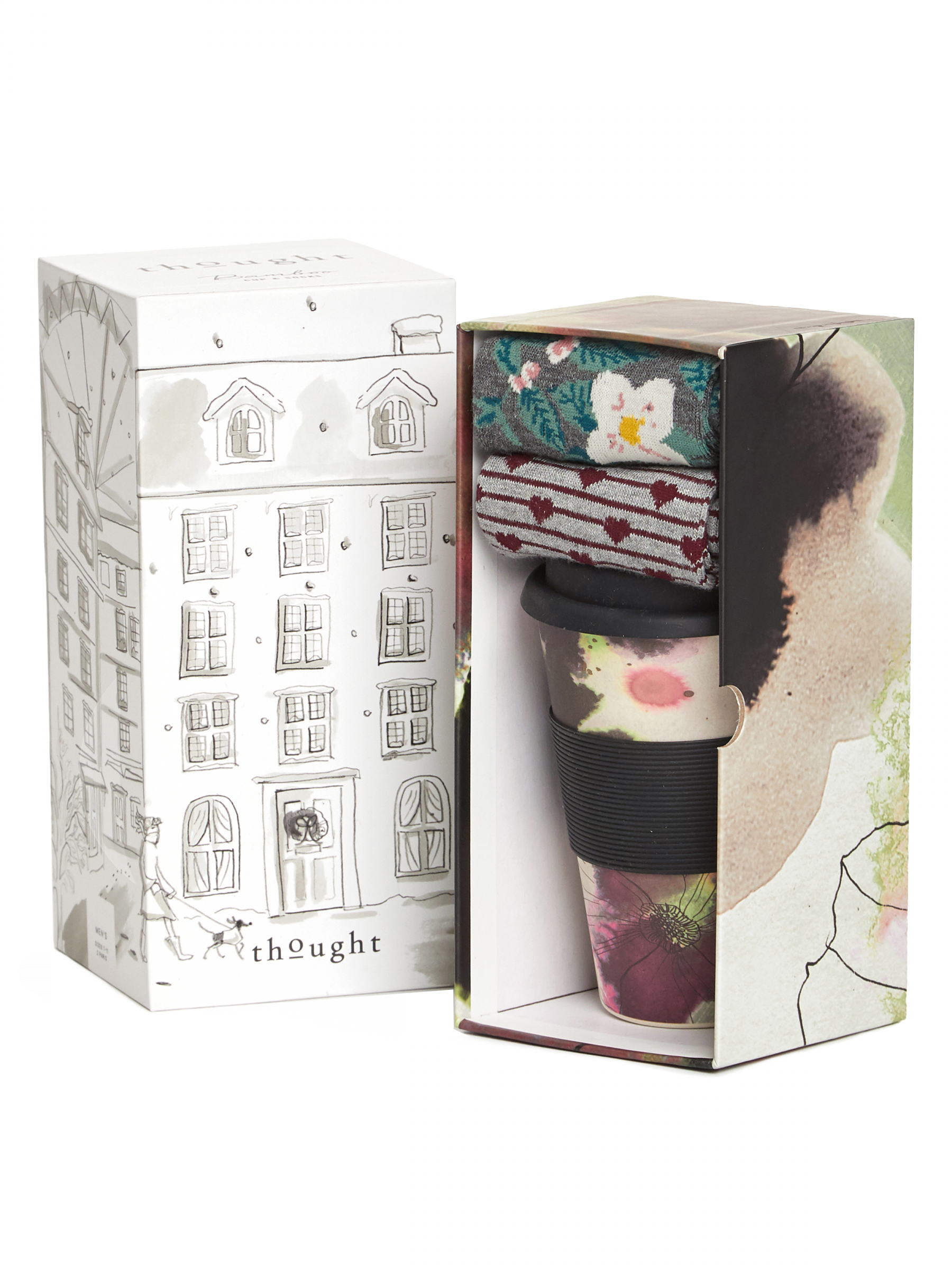 Floral Bamboo Cup And Socks - Floral