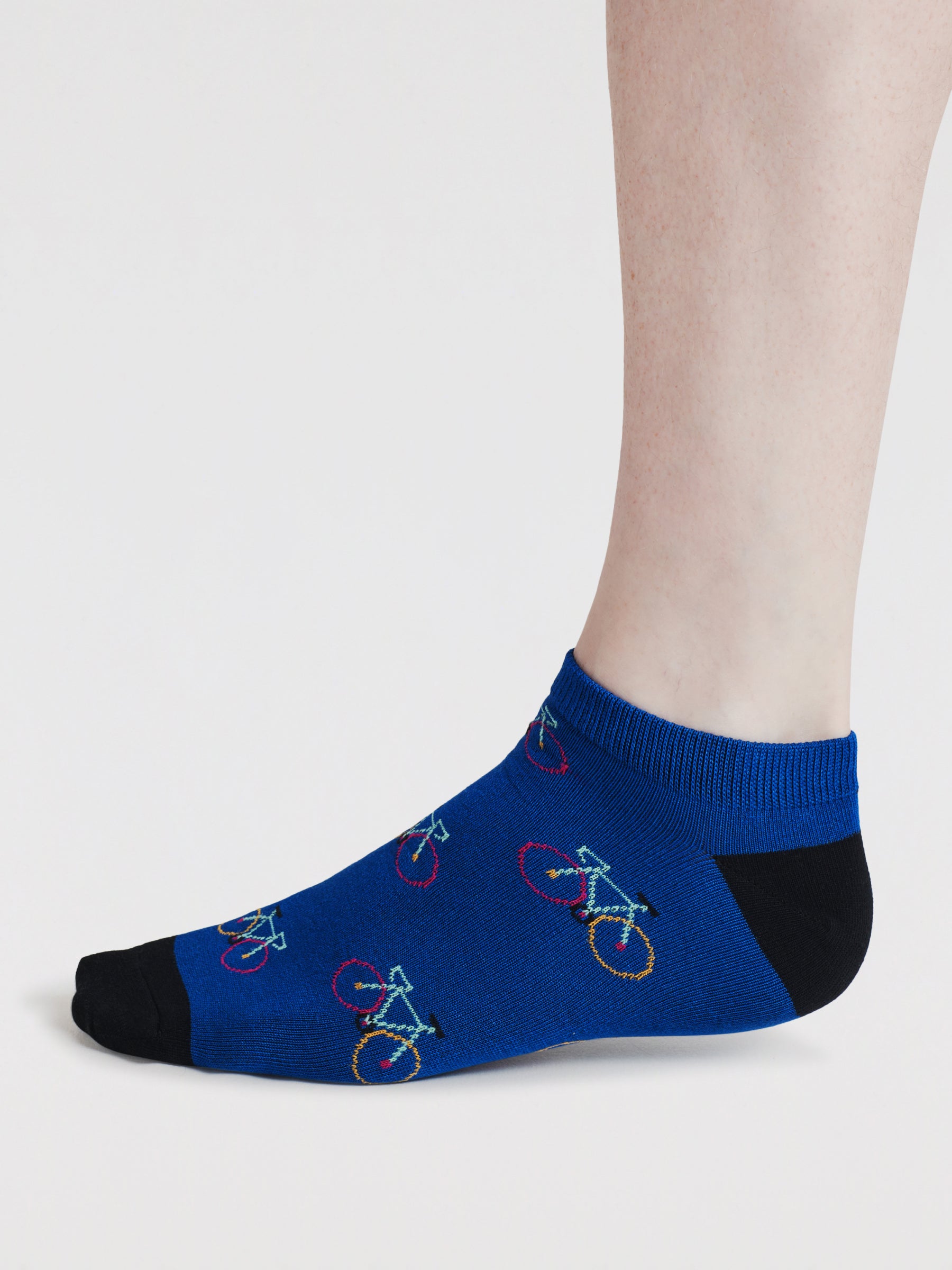 Mens Ady Bike & Stripe Bamboo 3 Pack Trainer Socks - Multi
