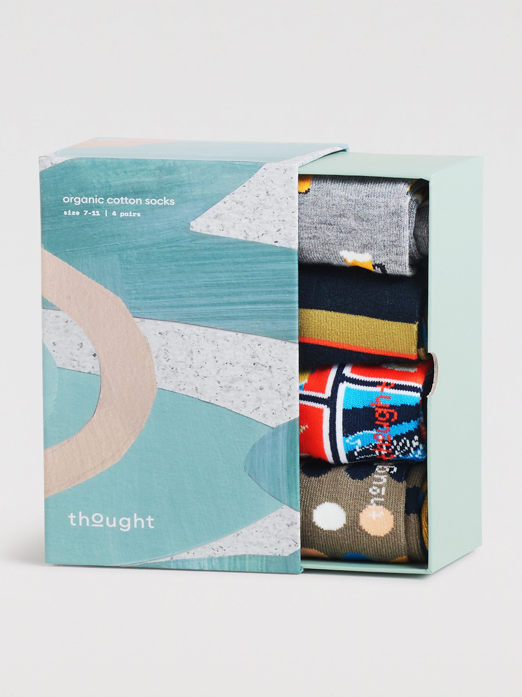 Mens Collins Beer Bamboo 4 Sock Gift Box - Multi