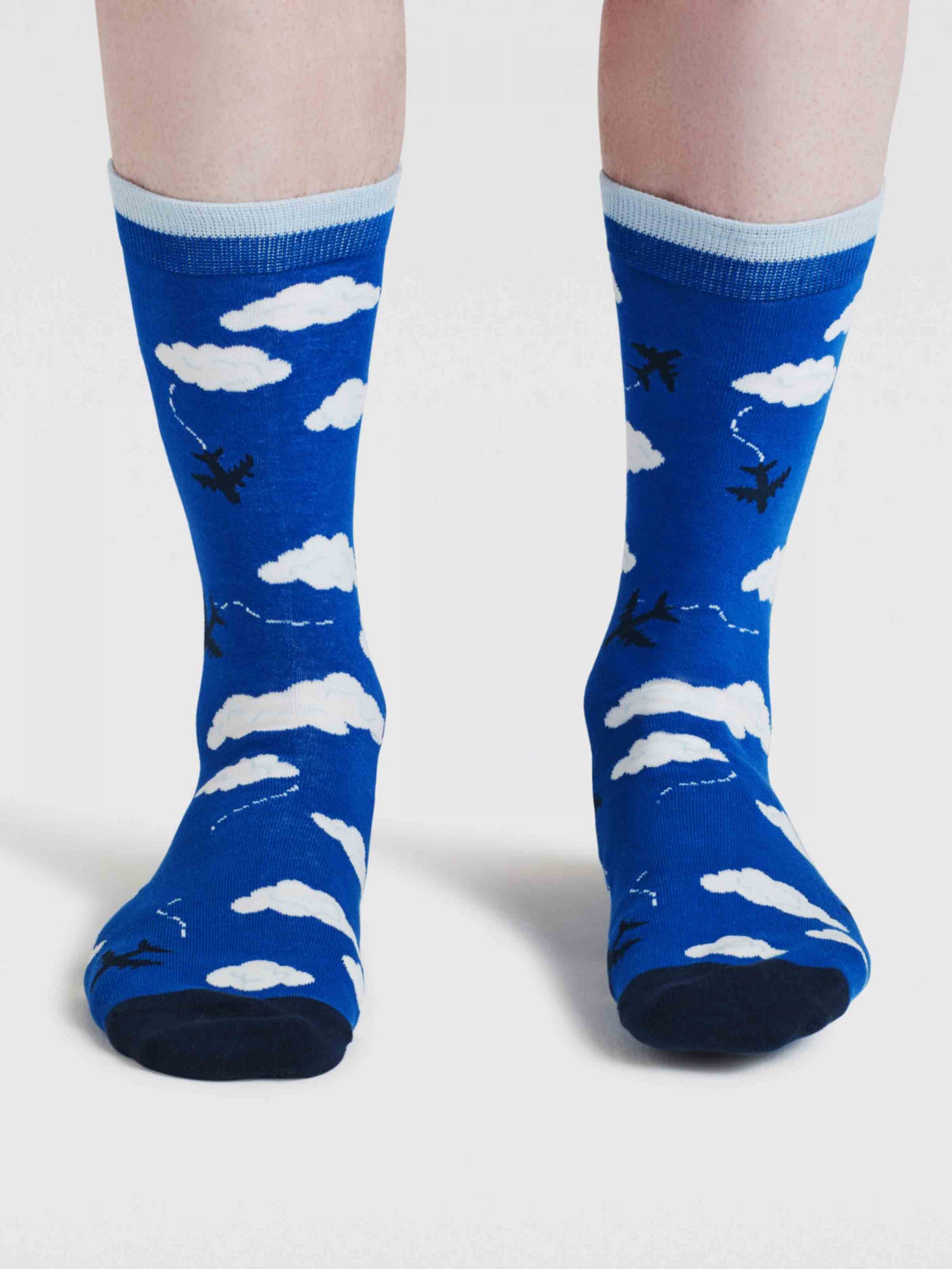 Pele Sky Balloon Organic Cotton 2 Socks Gift Bag - Cobalt Blue