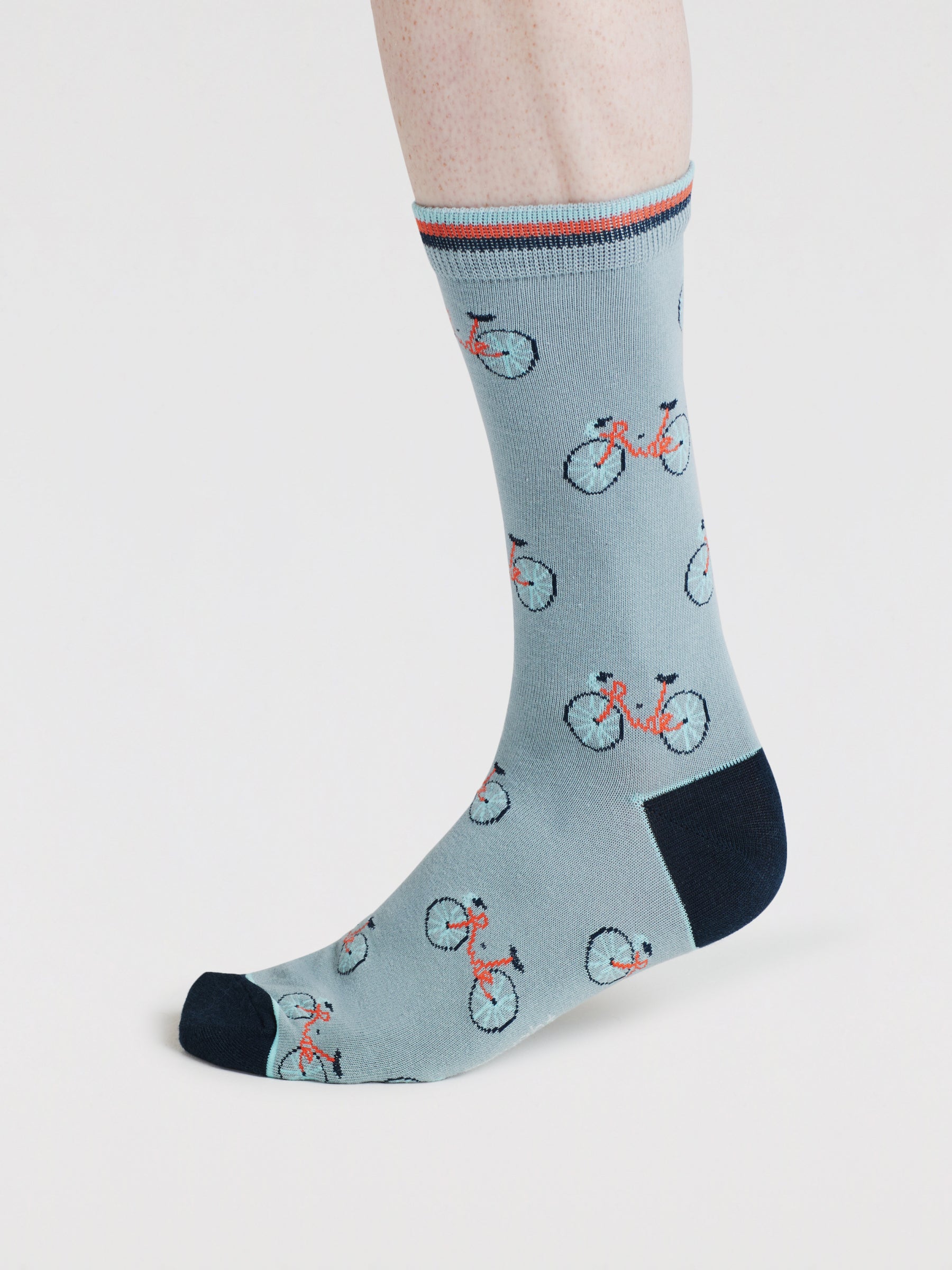 Mens Afon Bicycle Bamboo Socks Gift Bag - Dusty Blue