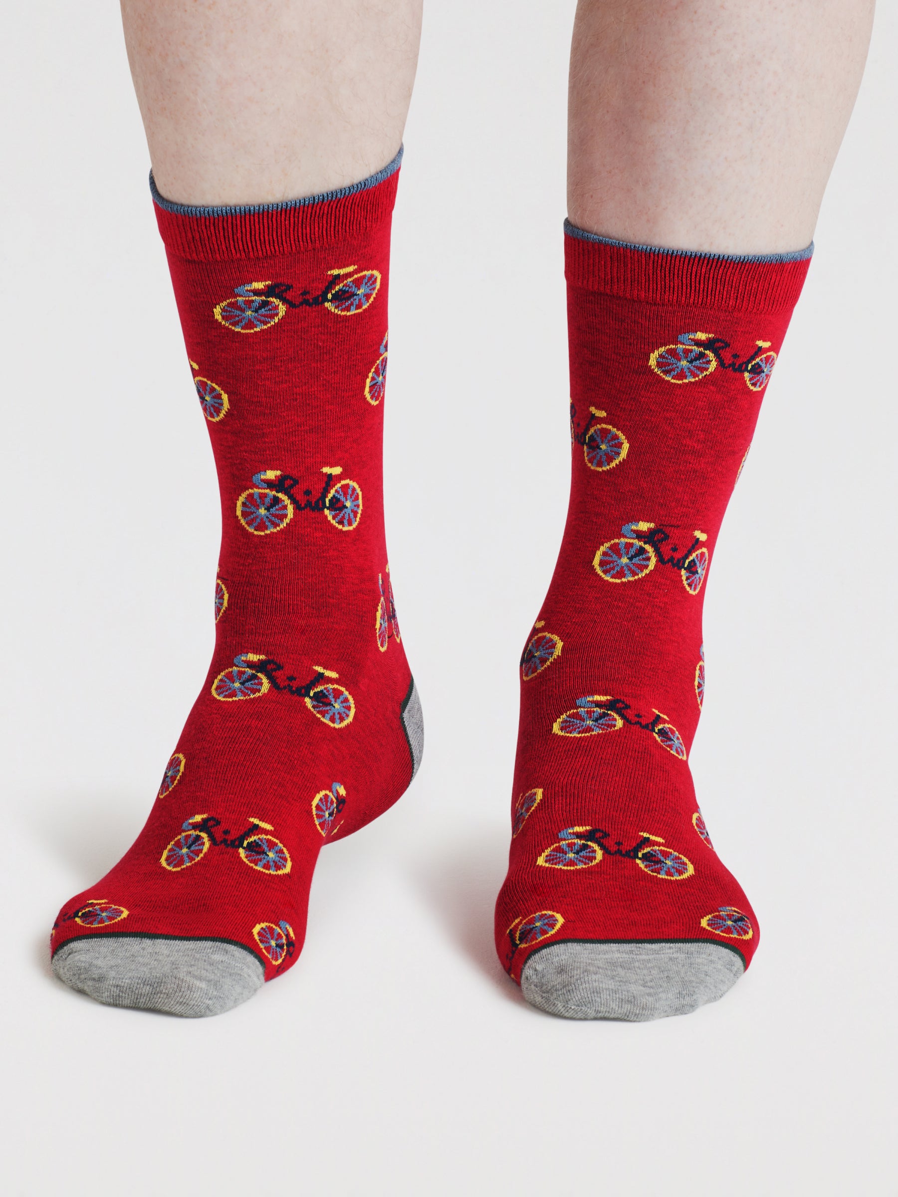 Mens Berne Bike Bamboo Socks - Cranberry Red