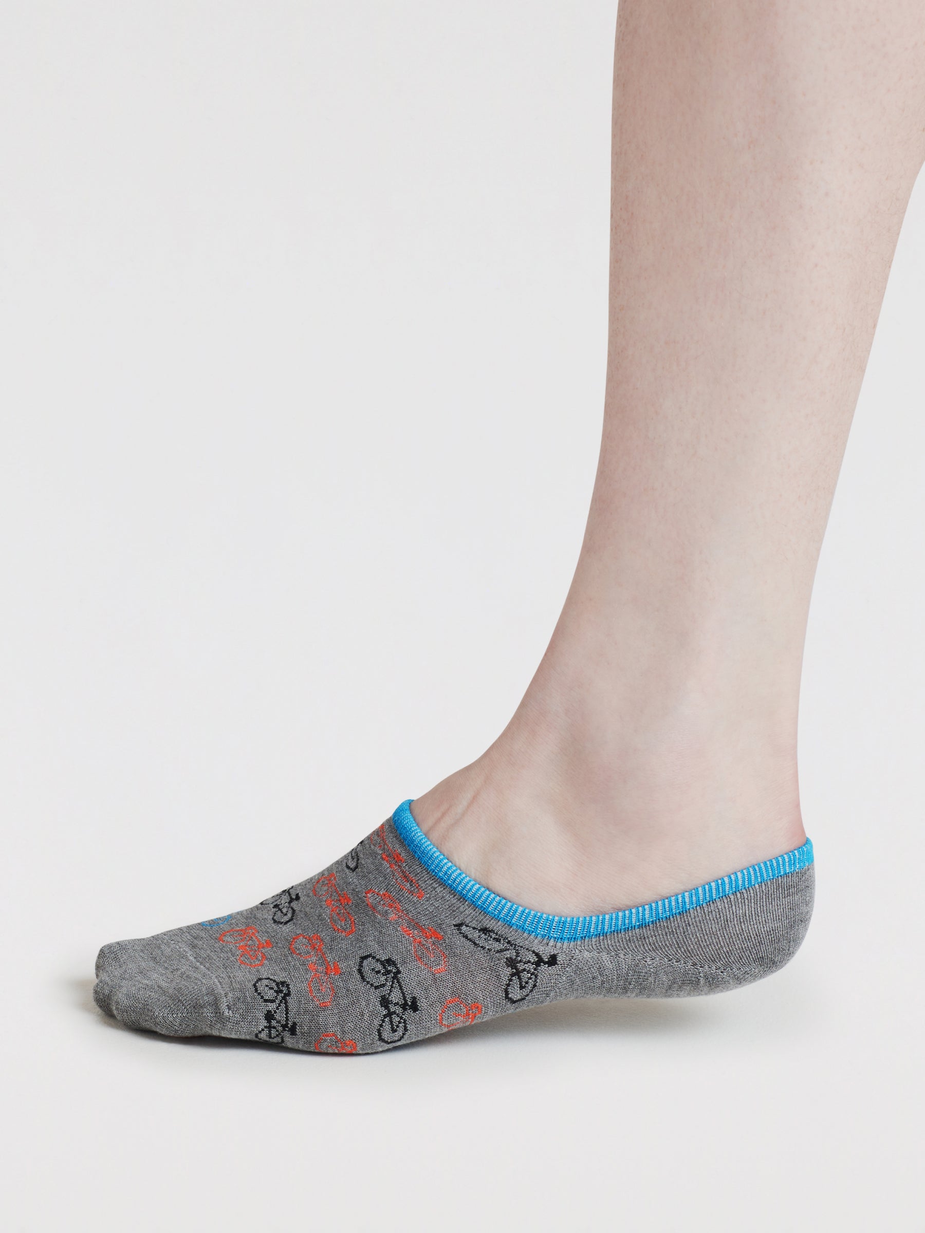 Mens Berit Bicycle Bamboo No-Show Socks - Grey Marl