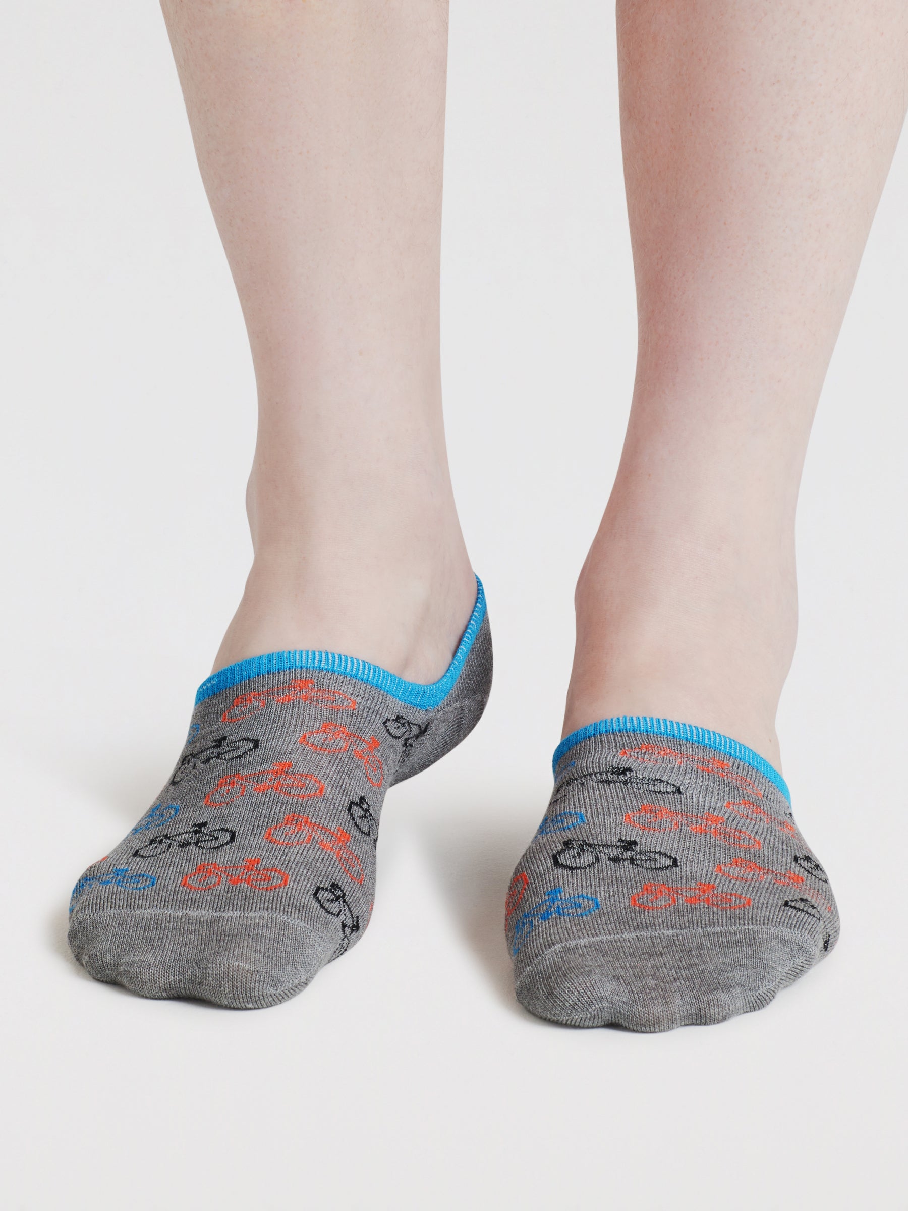 Mens Berit Bicycle Bamboo No-Show Socks - Grey Marl