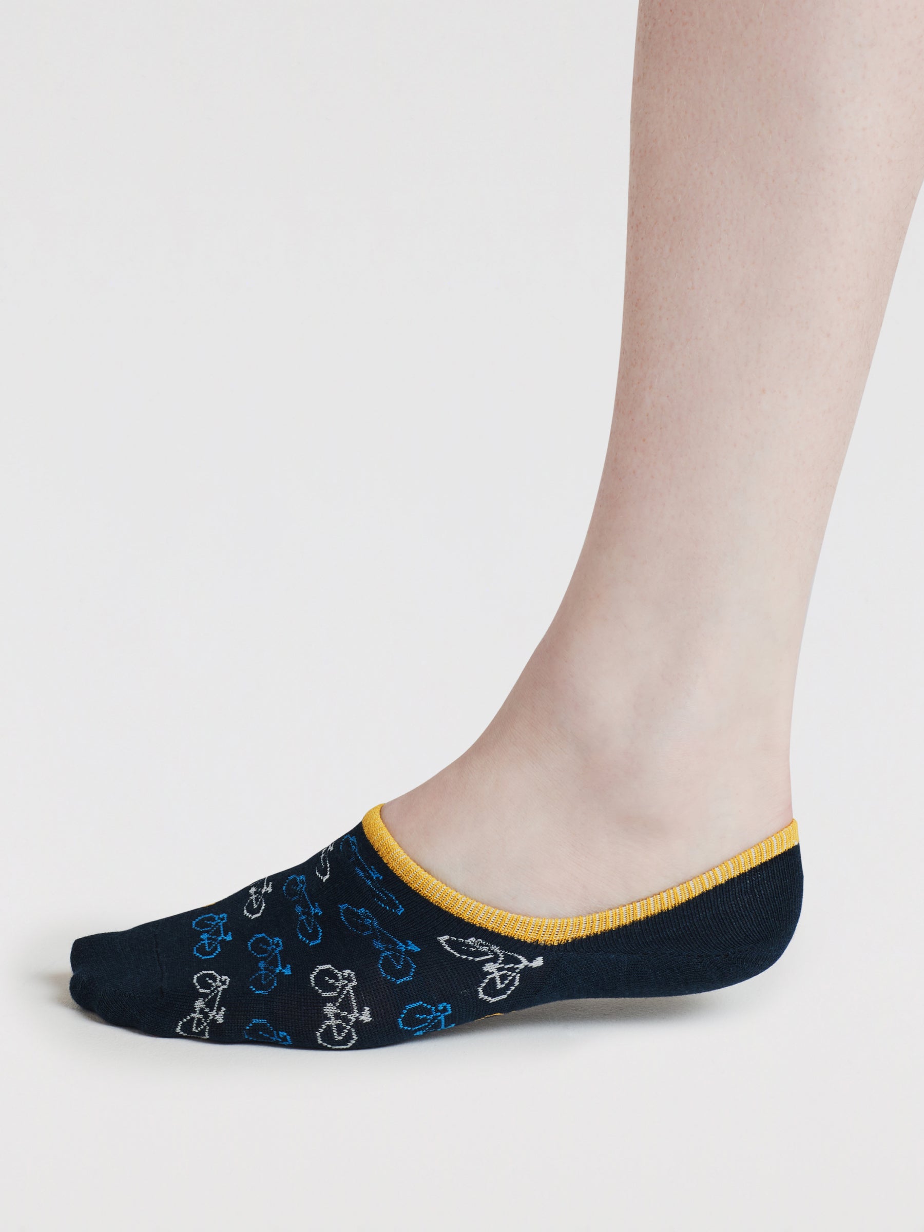 Mens Berit Bicycle Bamboo No-Show Socks - Navy