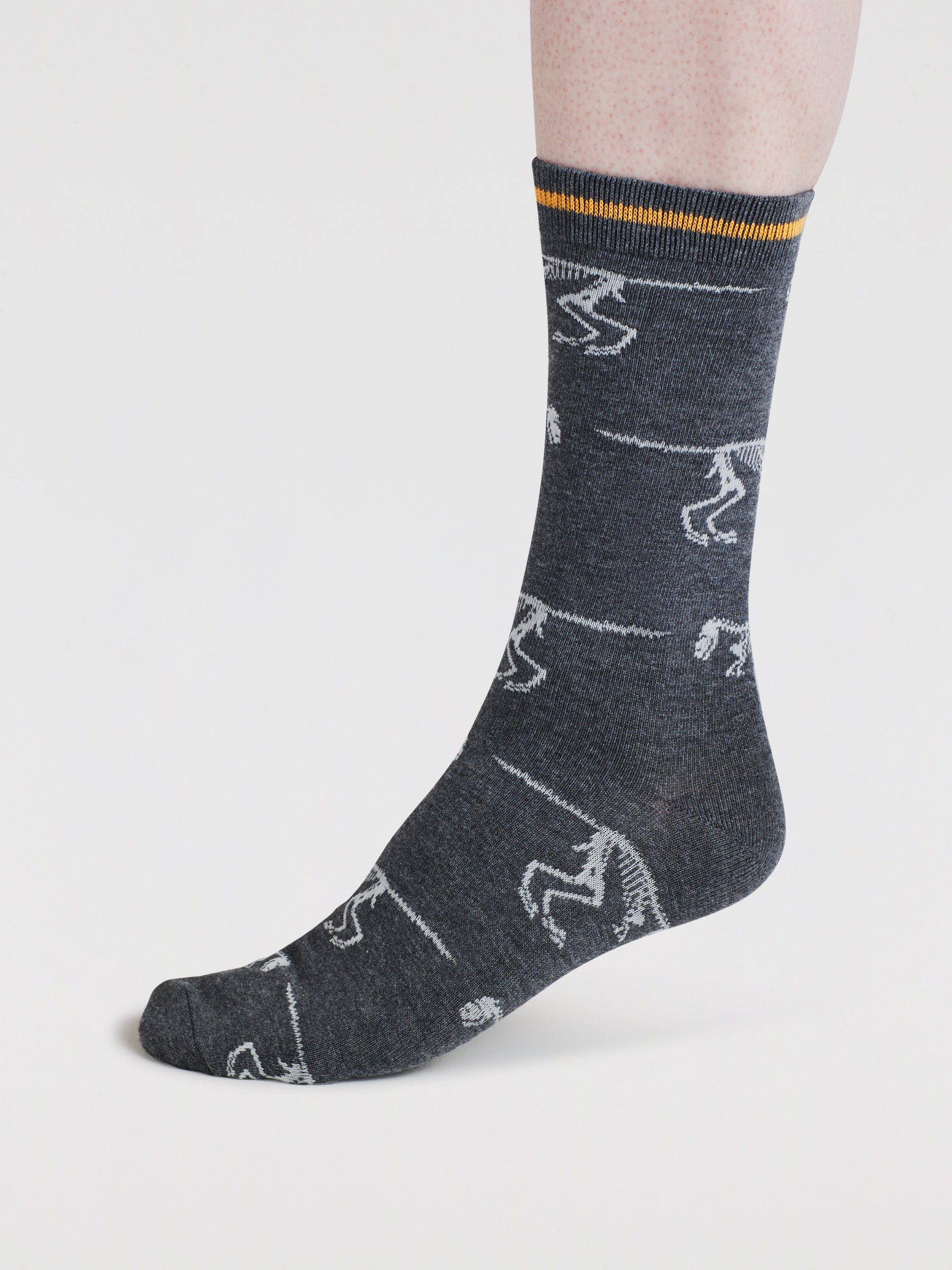 Mens Delta Dinosaur Bamboo Socks - Dark Grey Marl