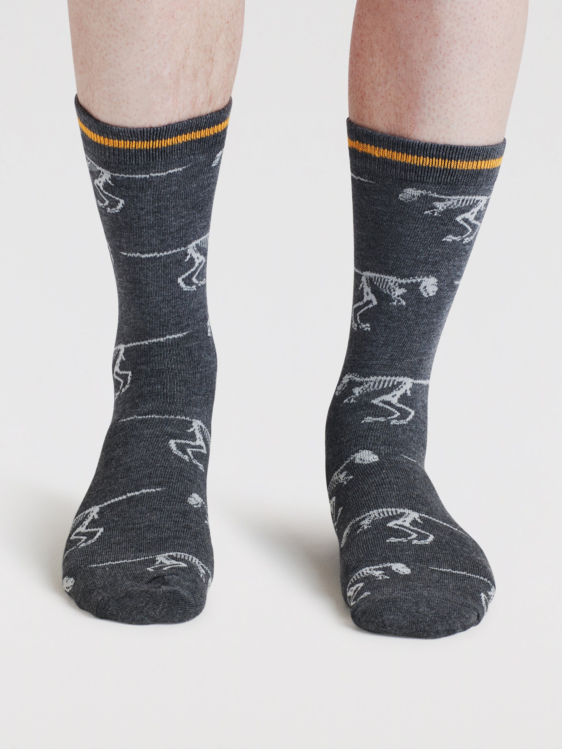 Mens Delta Dinosaur Bamboo Socks - Dark Grey Marl