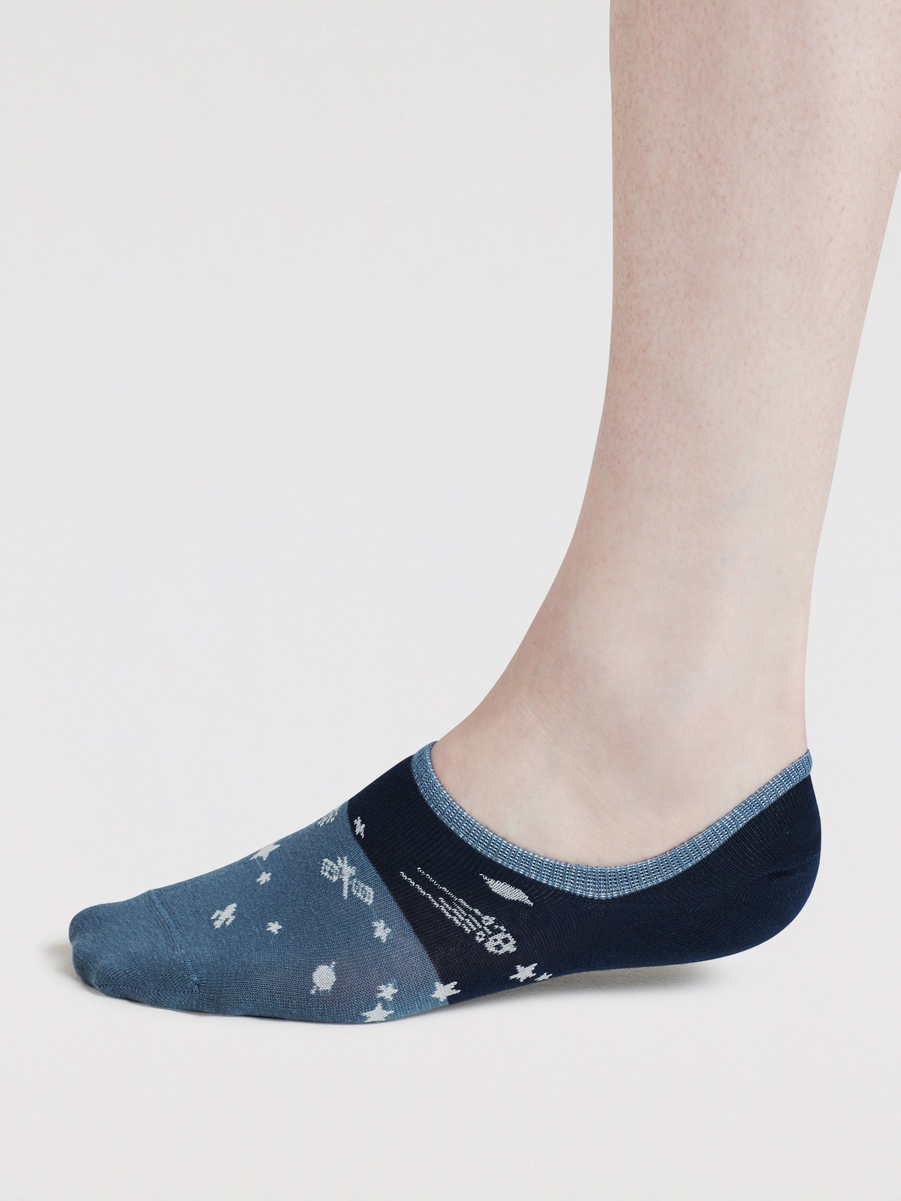 Space Colour-Block Organic Cotton No-Show Socks - Navy