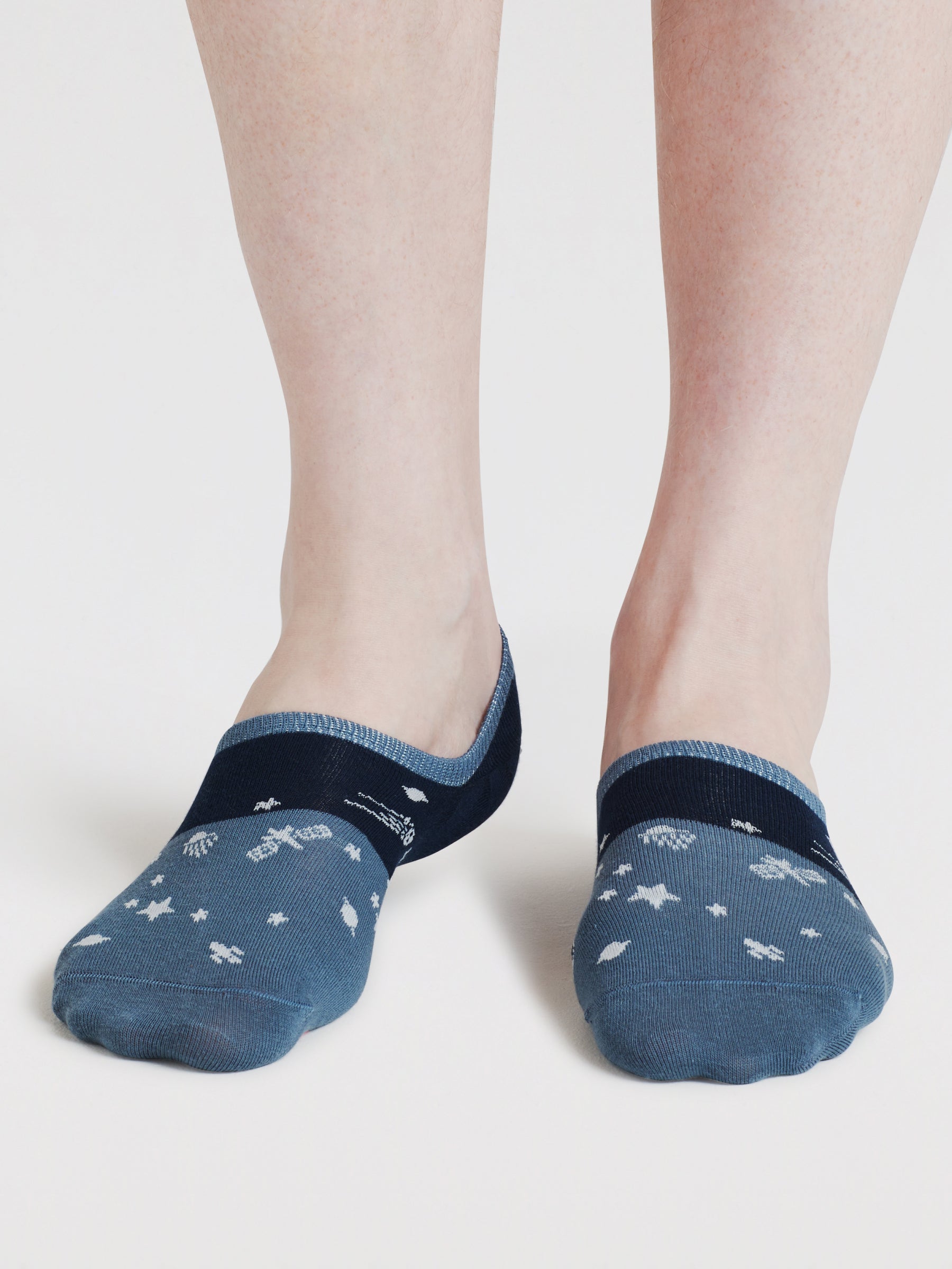 Space Colour-Block Organic Cotton No-Show Socks - Navy