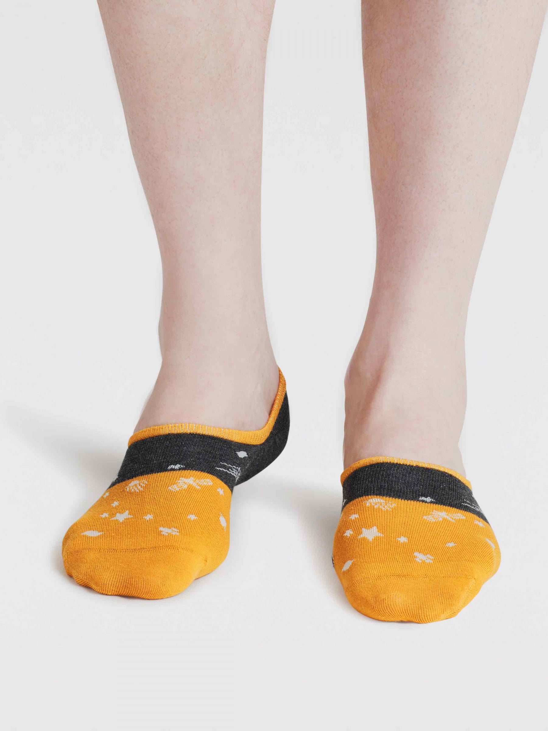 Space Colour-Block Organic Cotton No-Show Socks - Dark Grey Marl