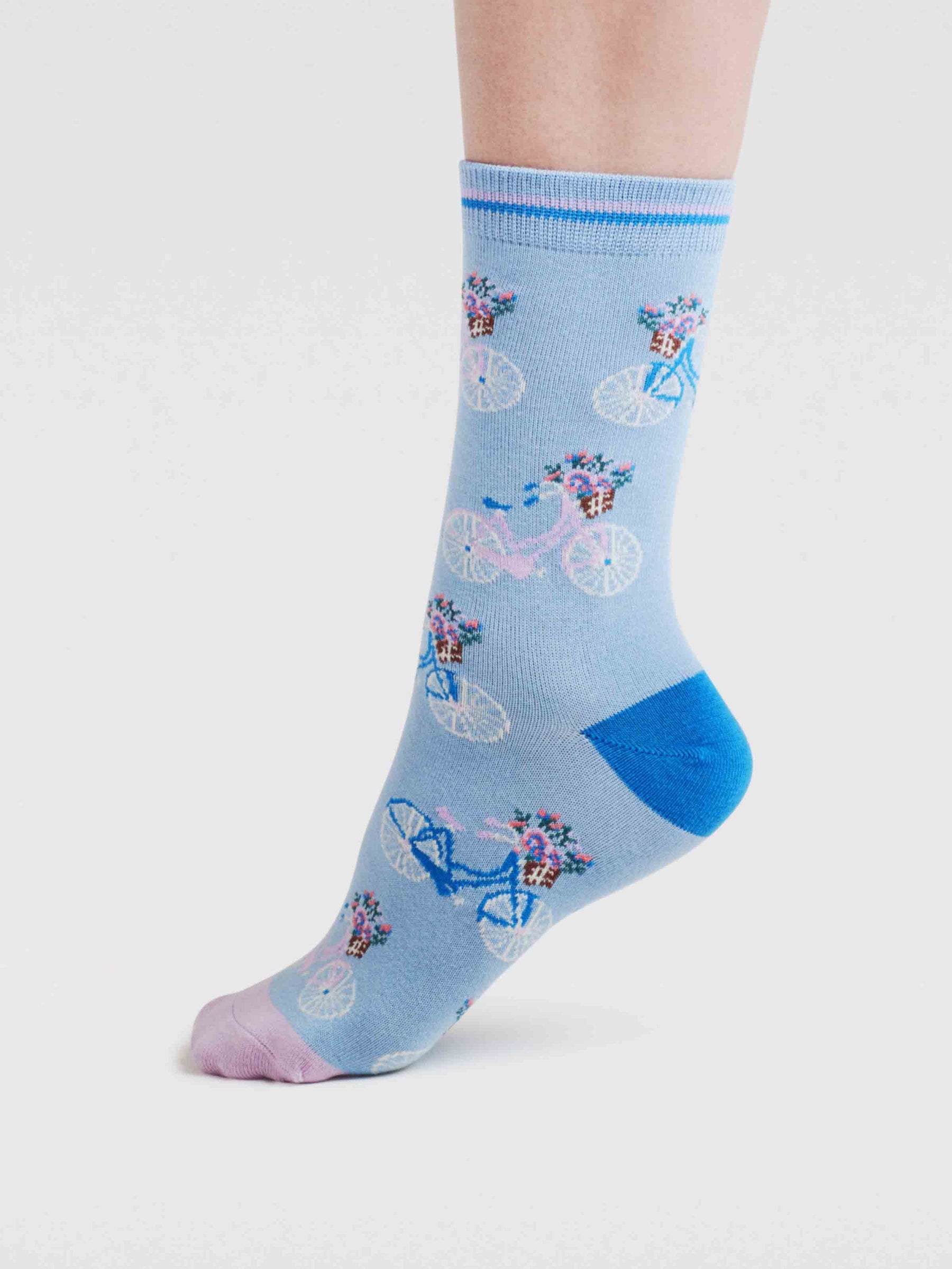 Womens Rosette Bike Bamboo Socks - Klein Blue