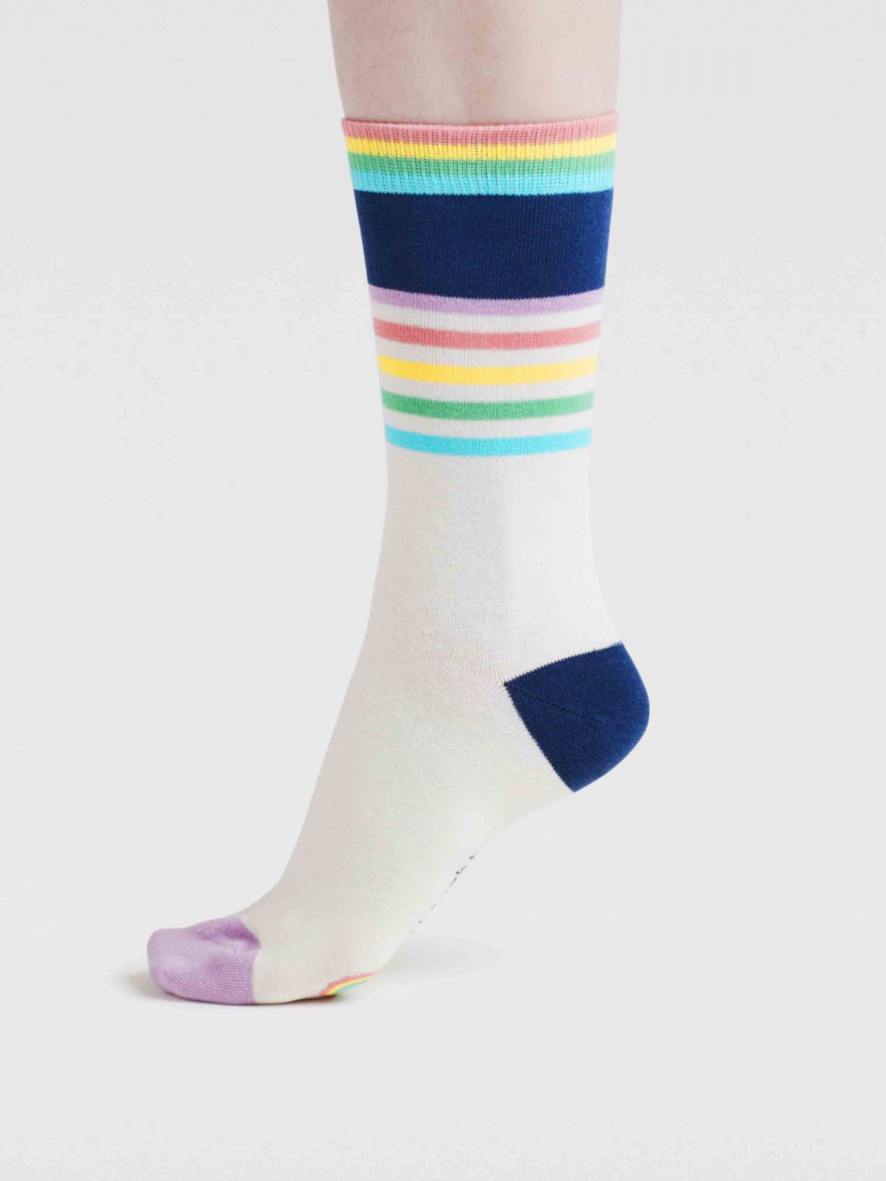 Womens Clara Rainbow Stripe Organic Cotton Socks - Lavender Purple