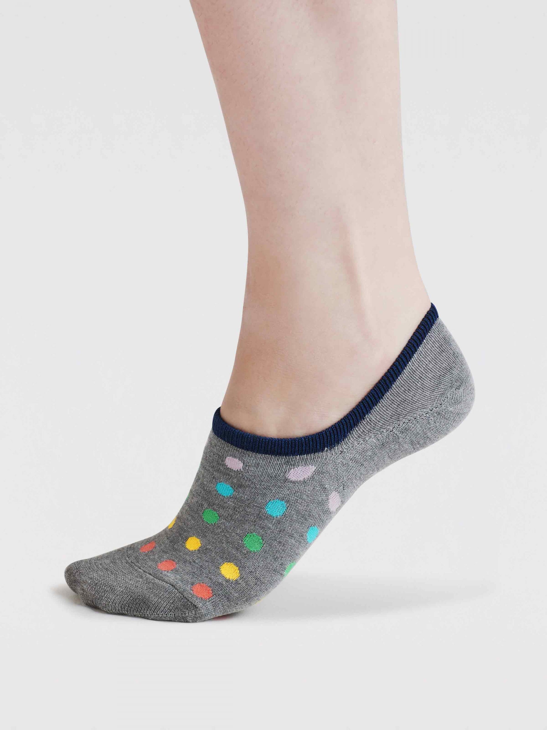 Womens Dina Rainbow Bamboo No-Show Socks - Grey Marl