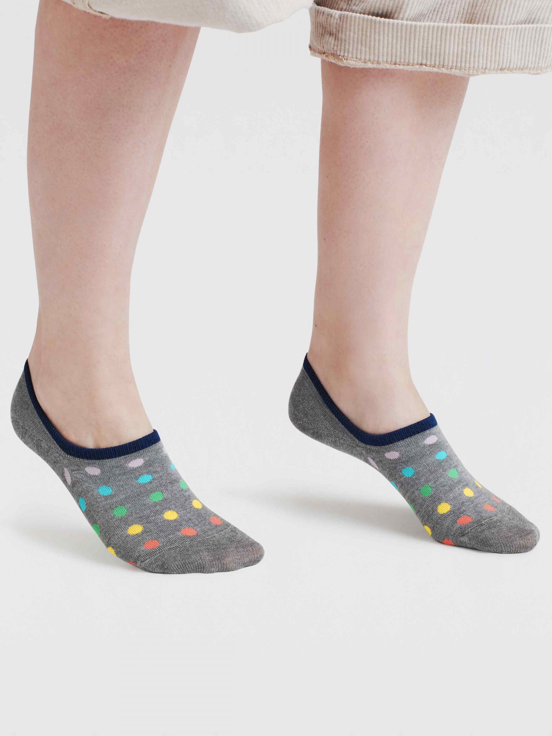 Womens Dina Rainbow Bamboo No-Show Socks - Grey Marl