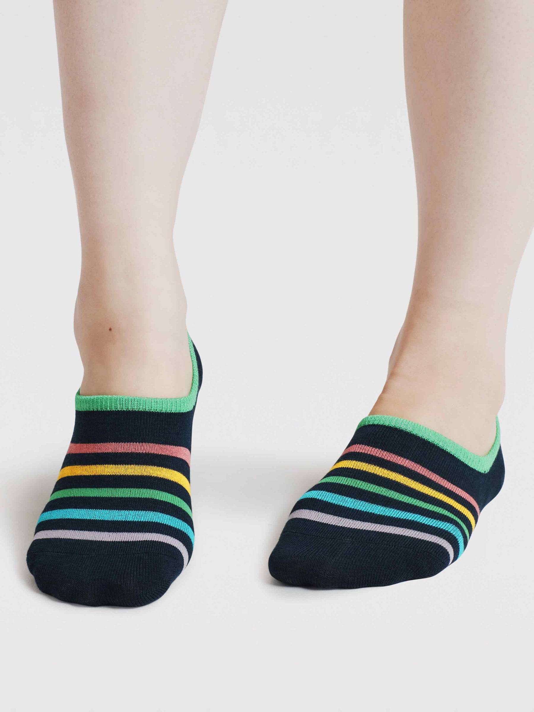 Womens Dina Rainbow Bamboo No-Show Socks - Navy