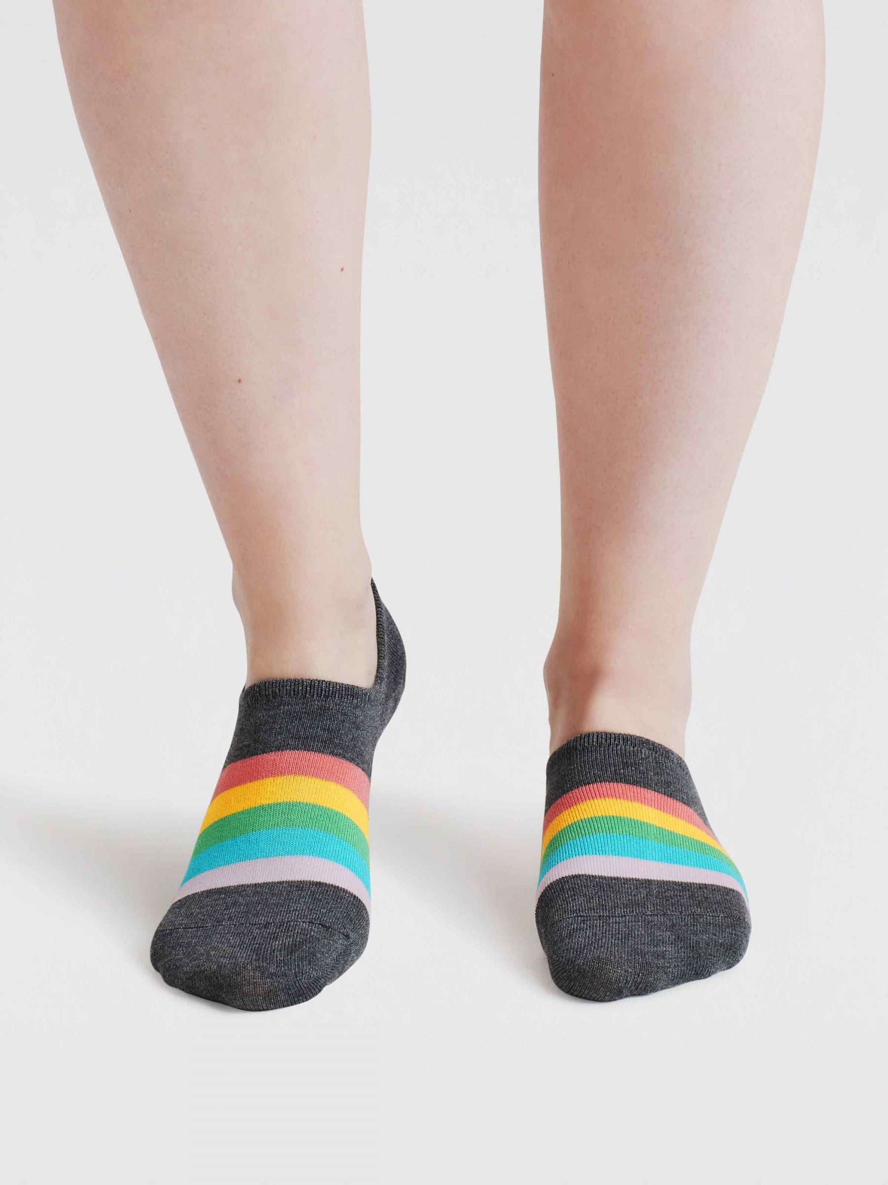 Womens Dina Rainbow Bamboo No-Show Socks - Dark Grey Marl