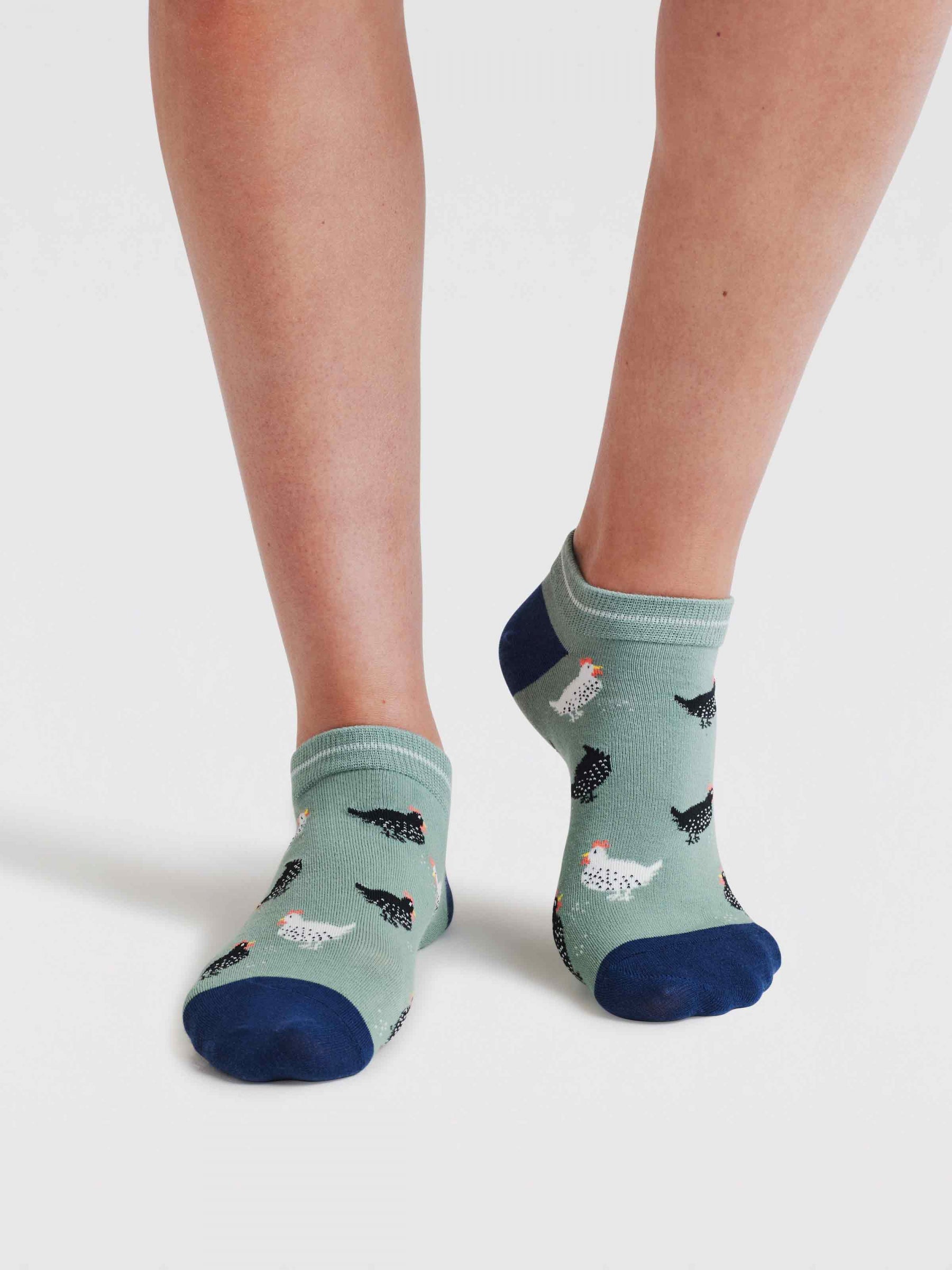 Womens Celia Chicken Bamboo Trainer Socks - Pistachio Green