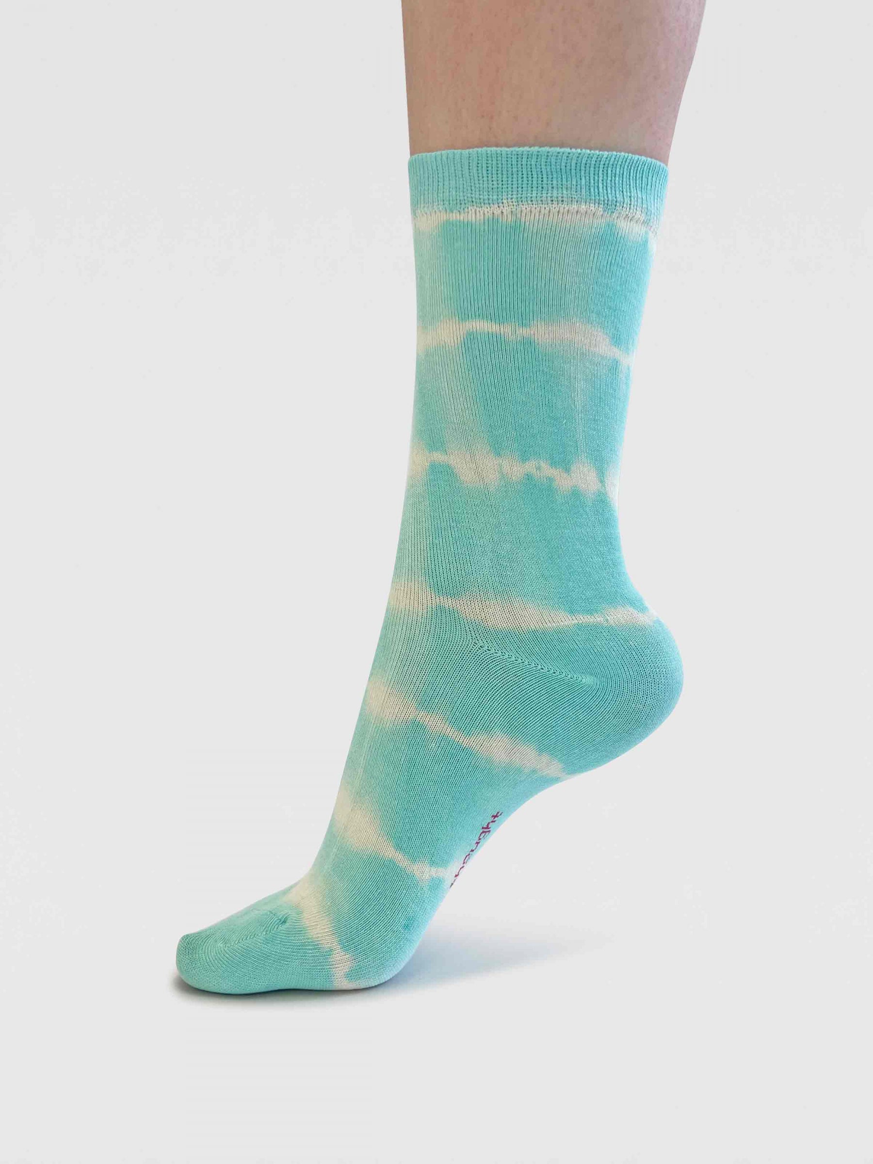 Womens Ana Tie Dye Bamboo Socks - Deep Mint