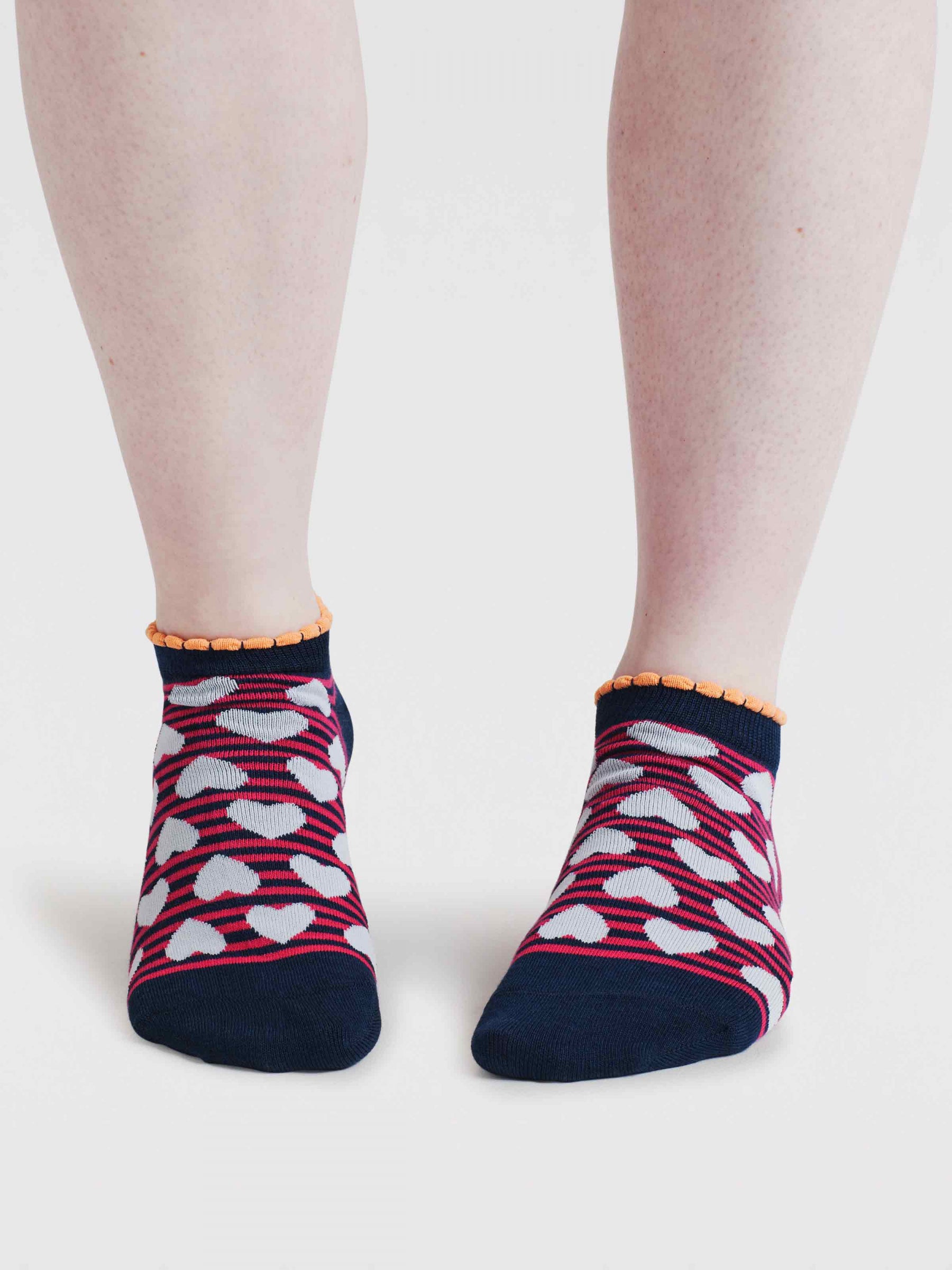 Womens Islay Heart Bamboo Trainer Socks - Navy
