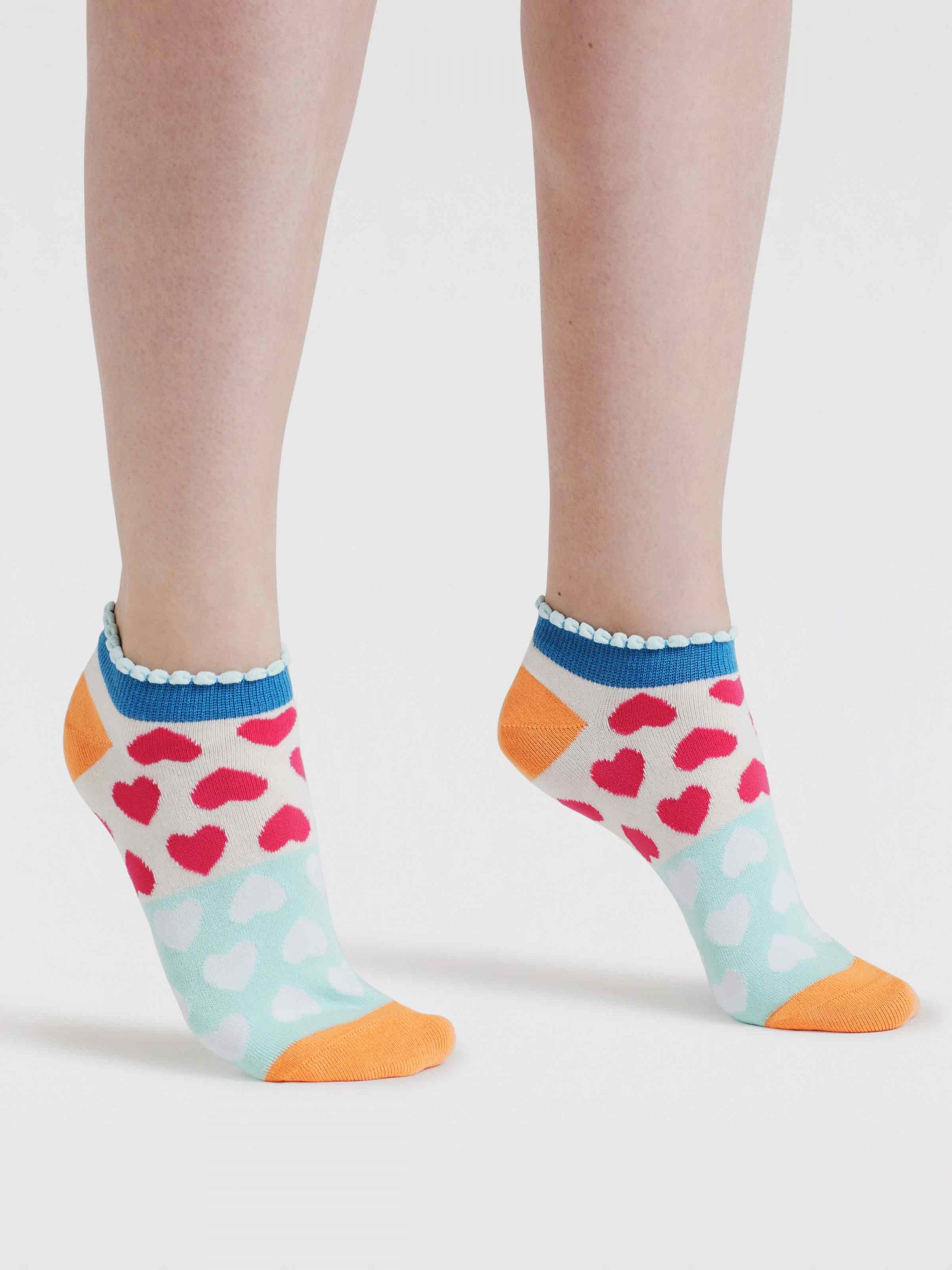 Womens Islay Heart Bamboo Trainer Socks - Tangerine Orange