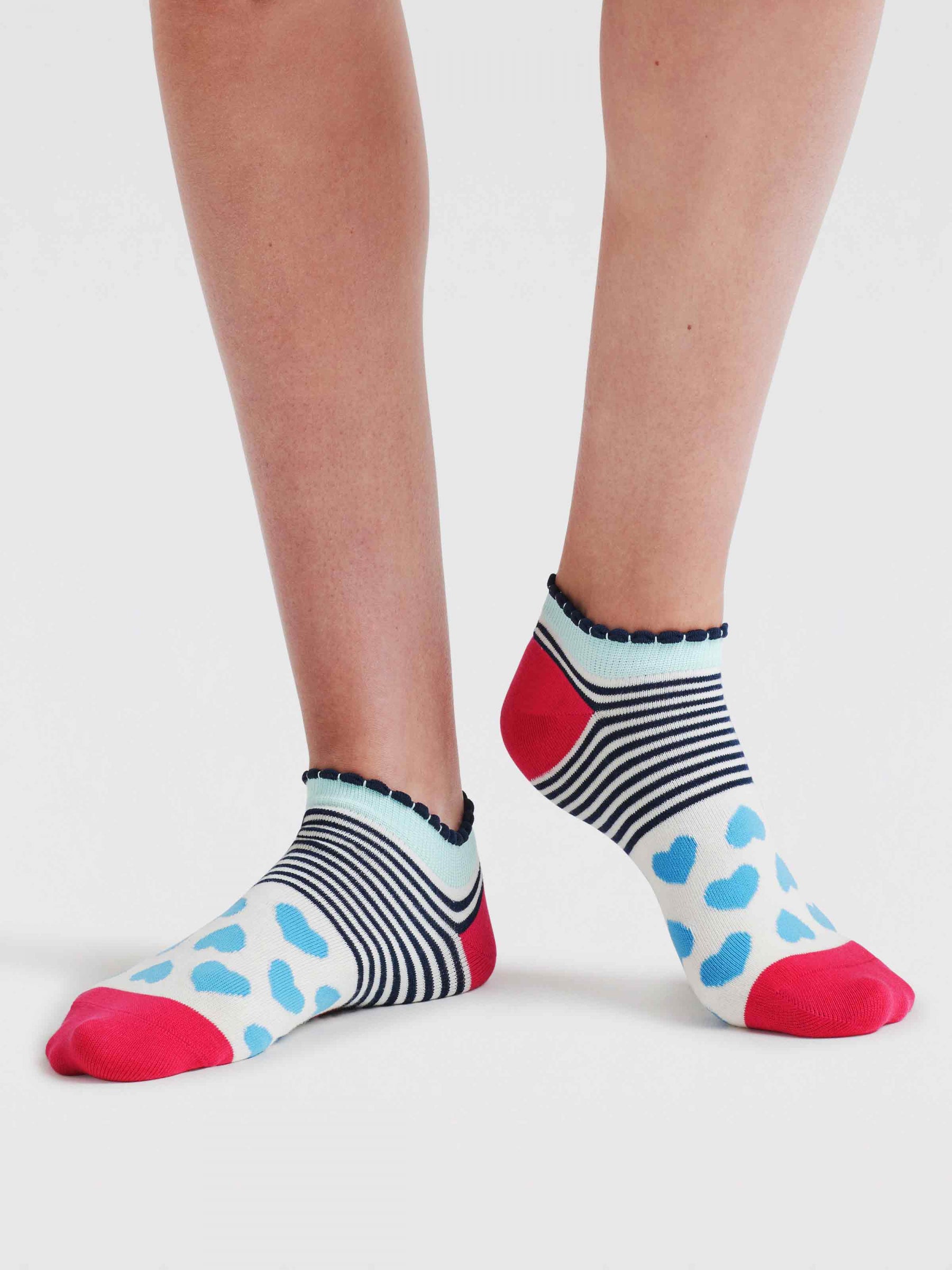 Womens Islay Heart Bamboo Trainer Socks - Neon Pink