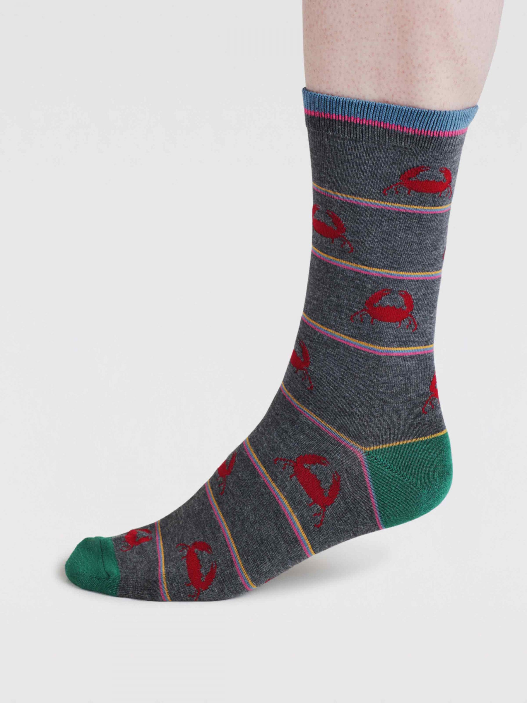 Mens Brewer Crab Bamboo Socks - Dark Grey Marl