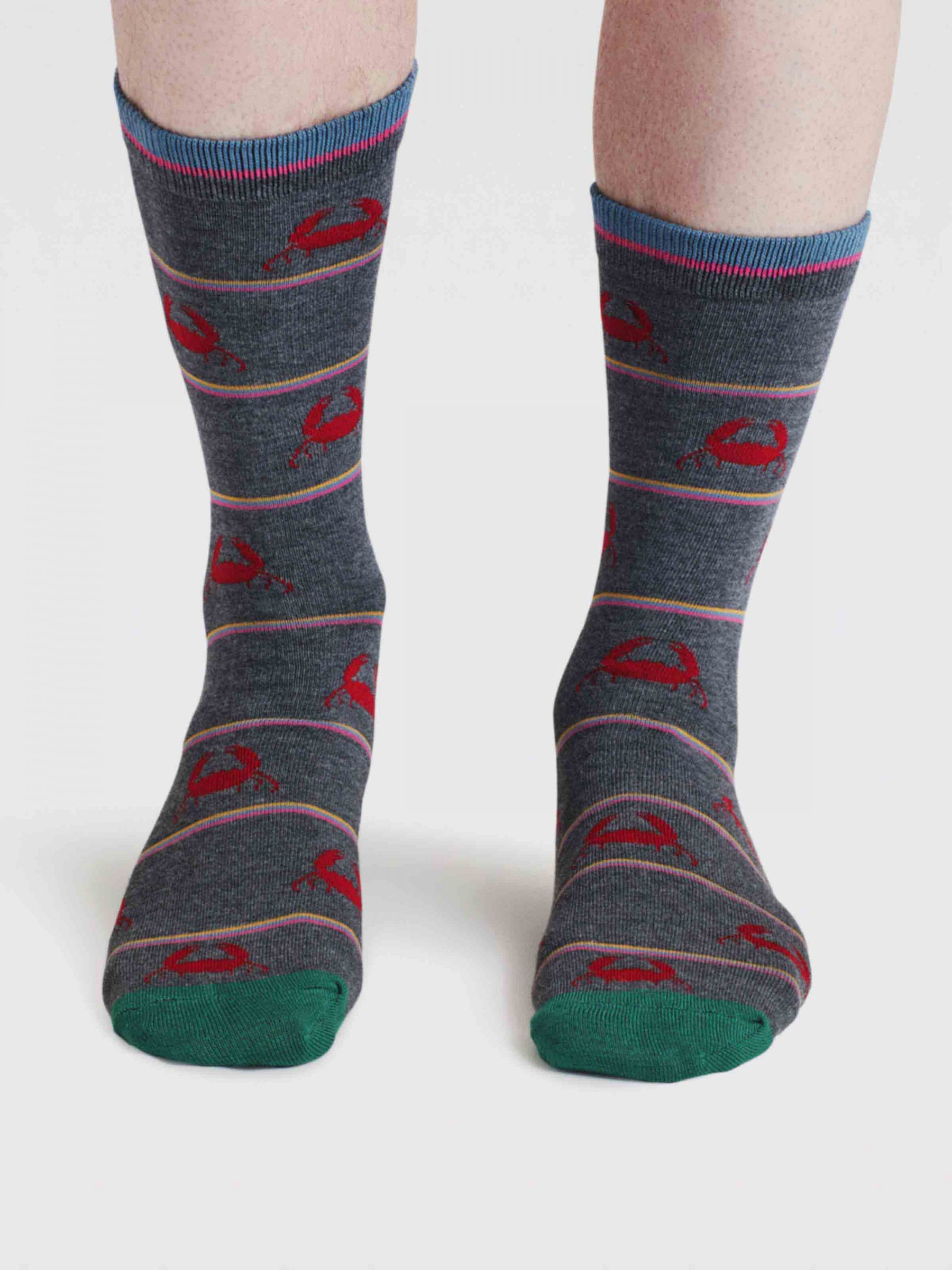 Mens Brewer Crab Bamboo Socks - Dark Grey Marl