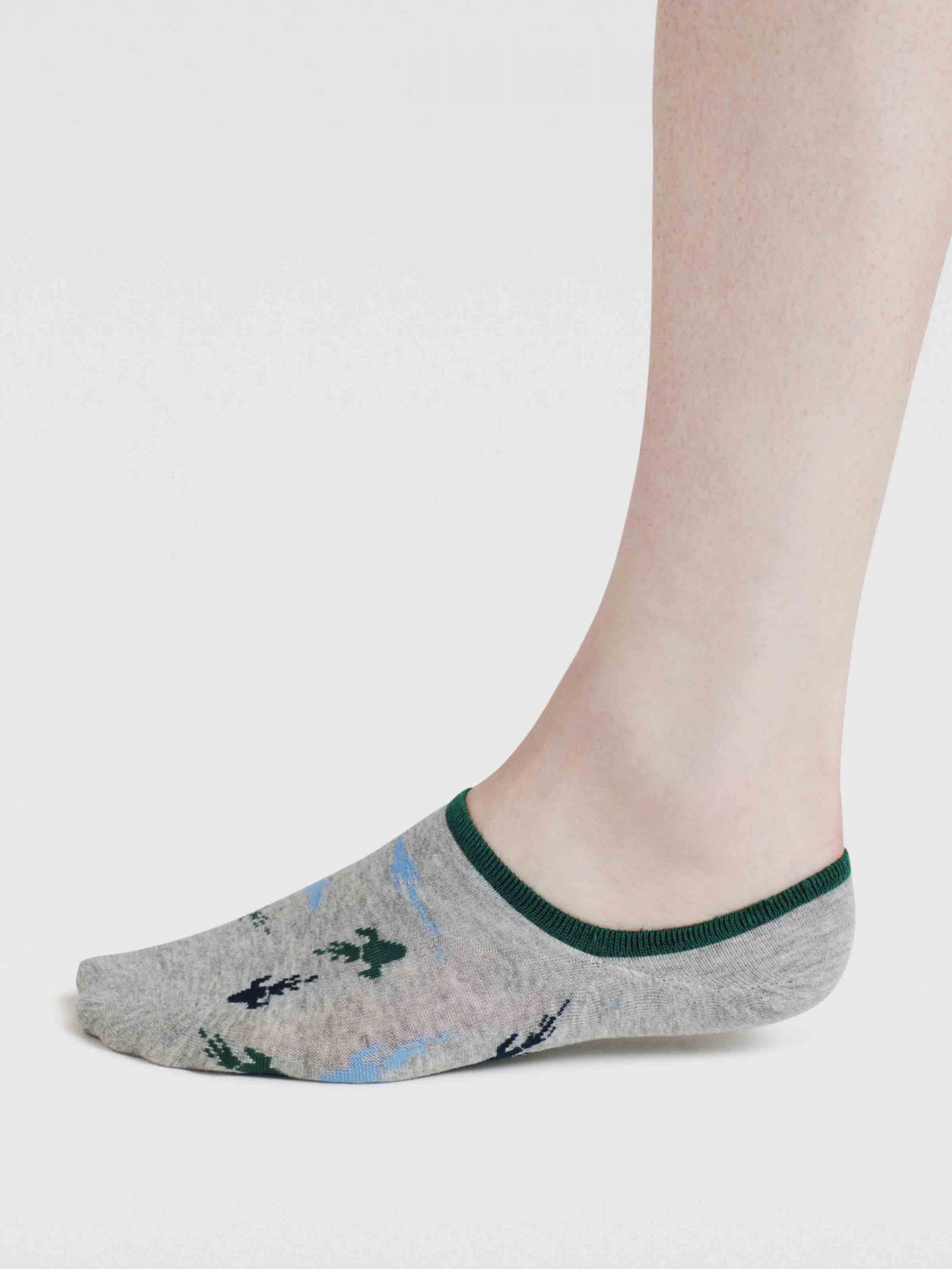 Space Rocket Organic Cotton No-Show Socks - Grey Marl