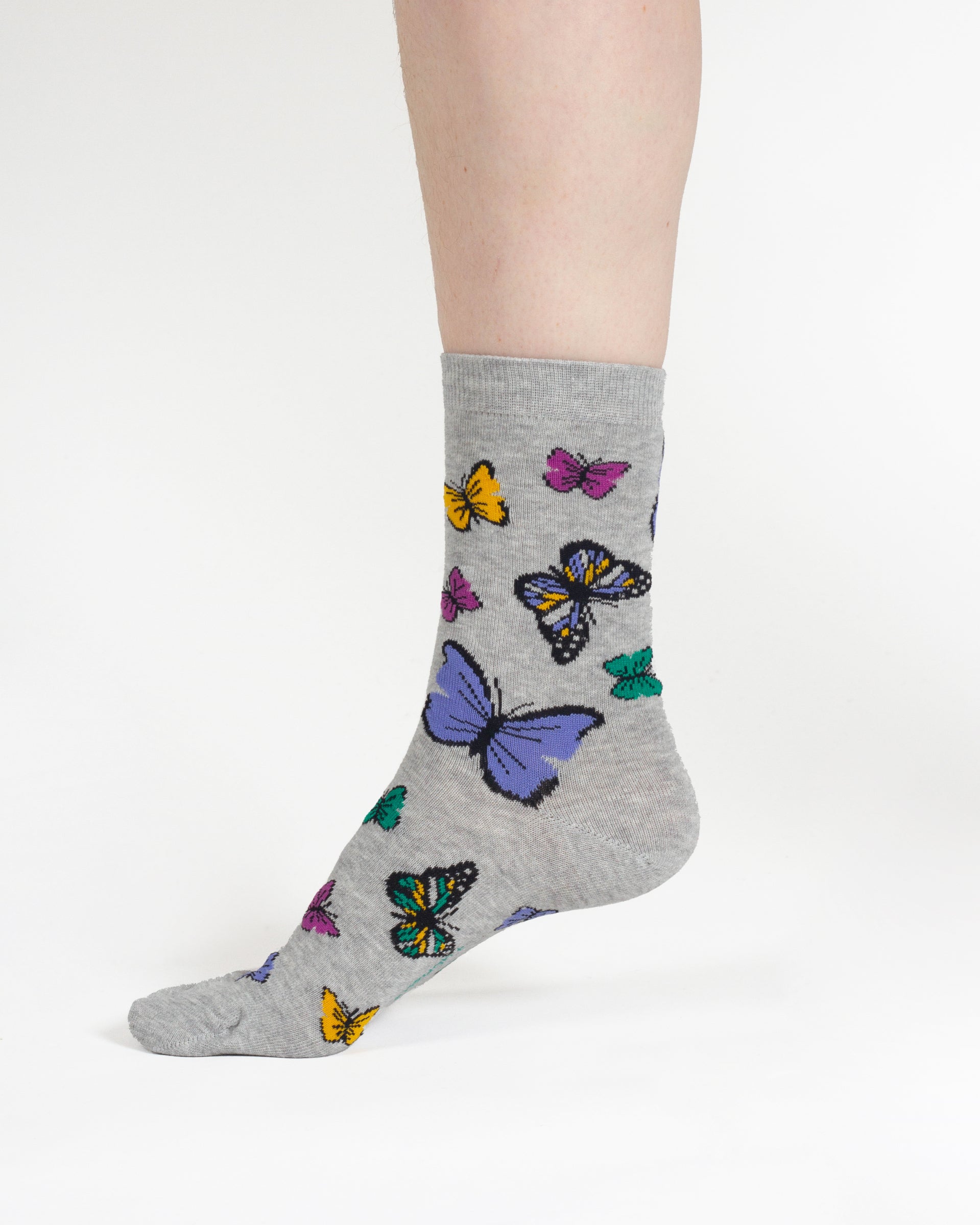 Stripe Floral And Cat Bamboo Gift Box of 7 Socks - Multi Blue Green