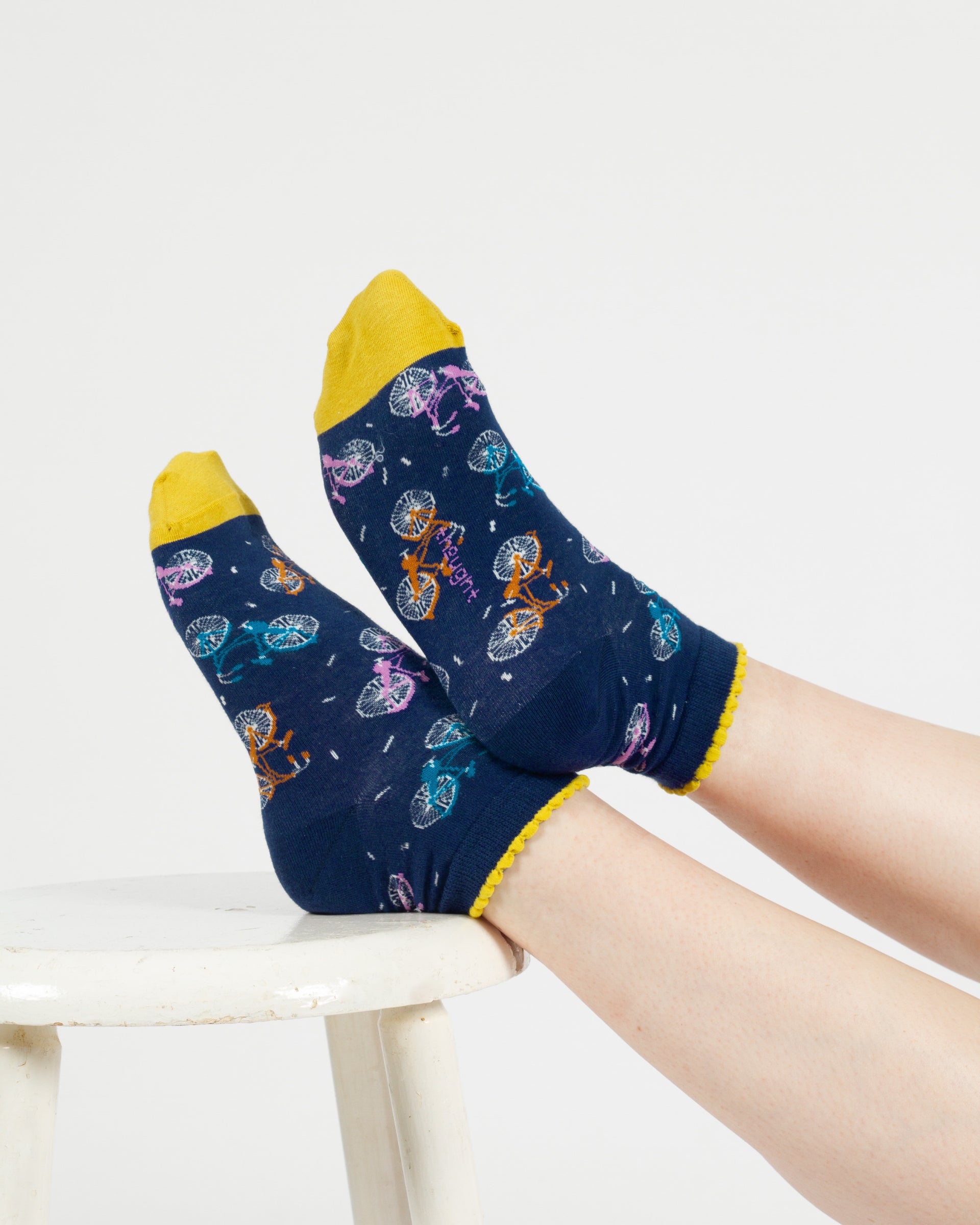 Bicycle Confetti Spot Organic Cotton Ankle Socks - Blue/Yellow