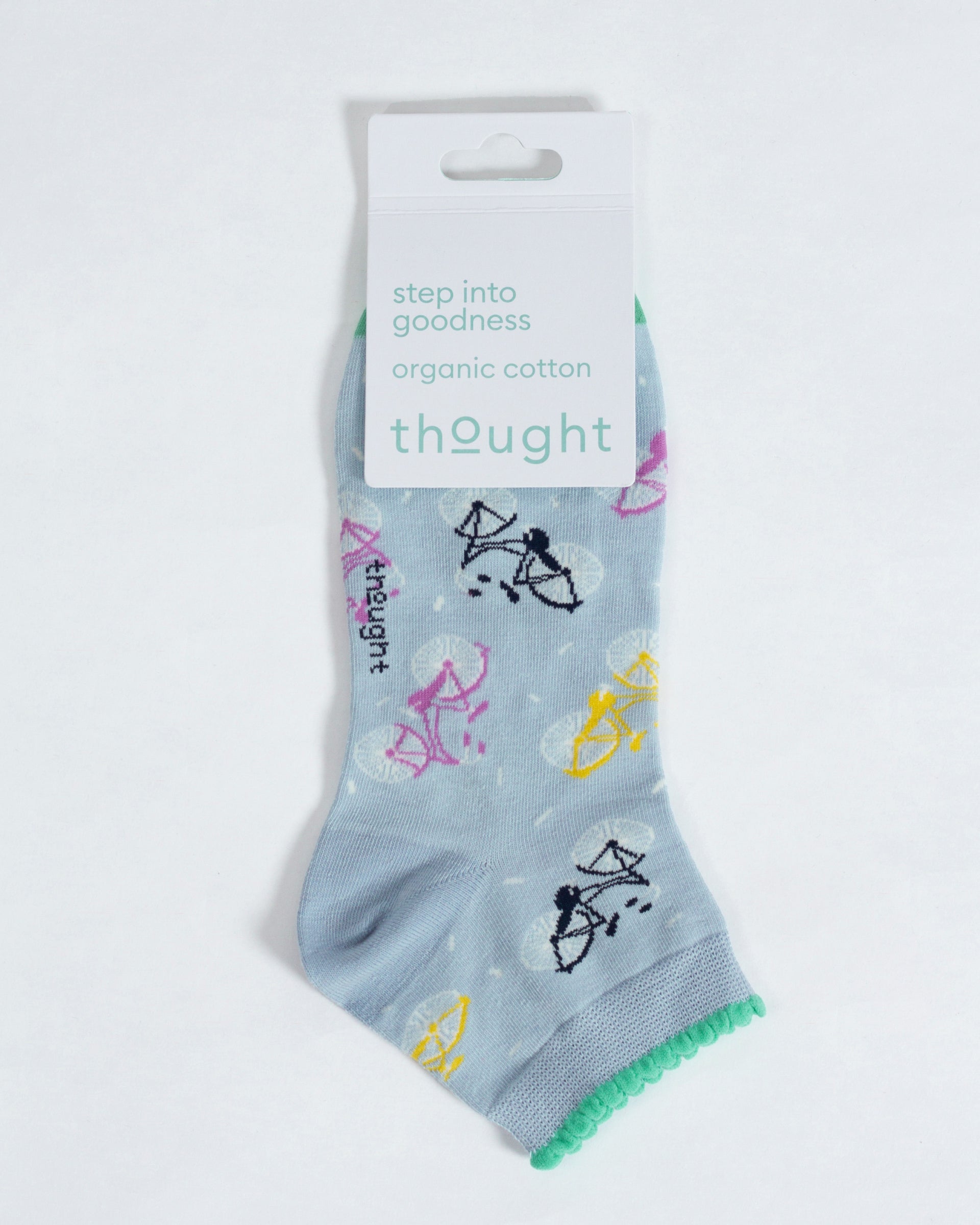Bicycle Confetti Spot Organic Cotton Ankle Socks - Light Blue/Green
