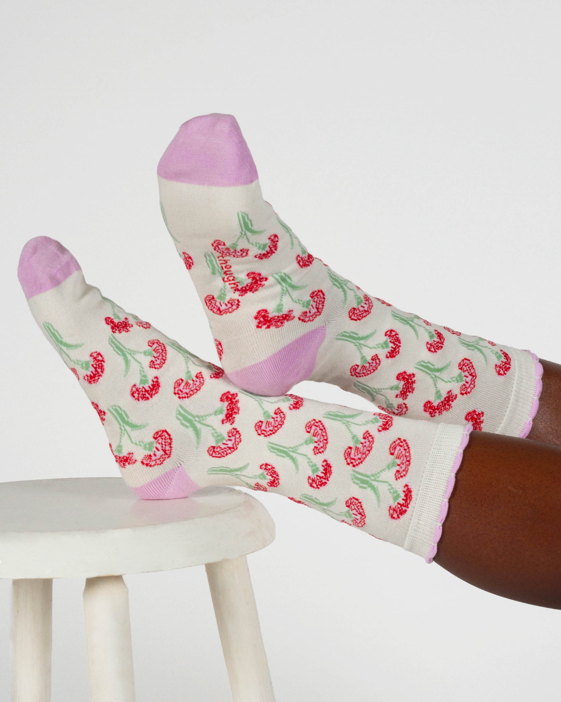 Womens January Birth Flower Sock - Carnation