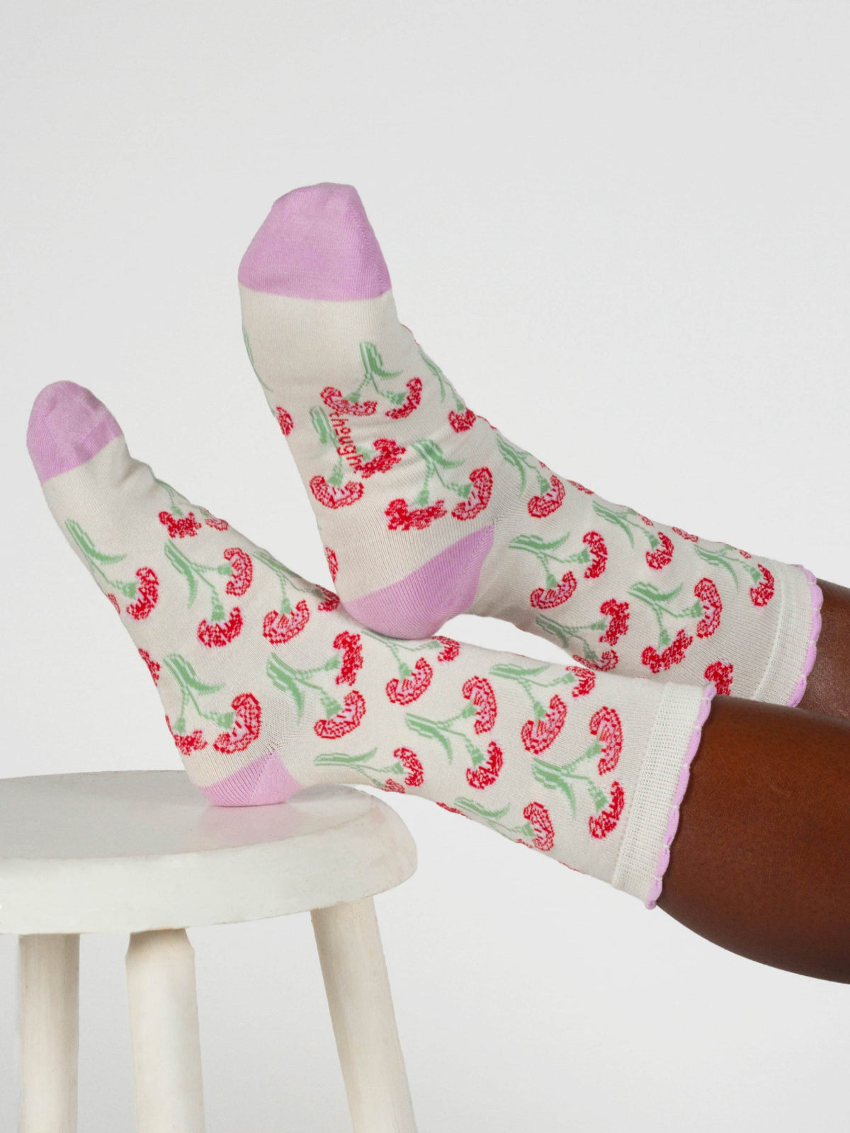 Womens January Birth Flower Sock - Carnation