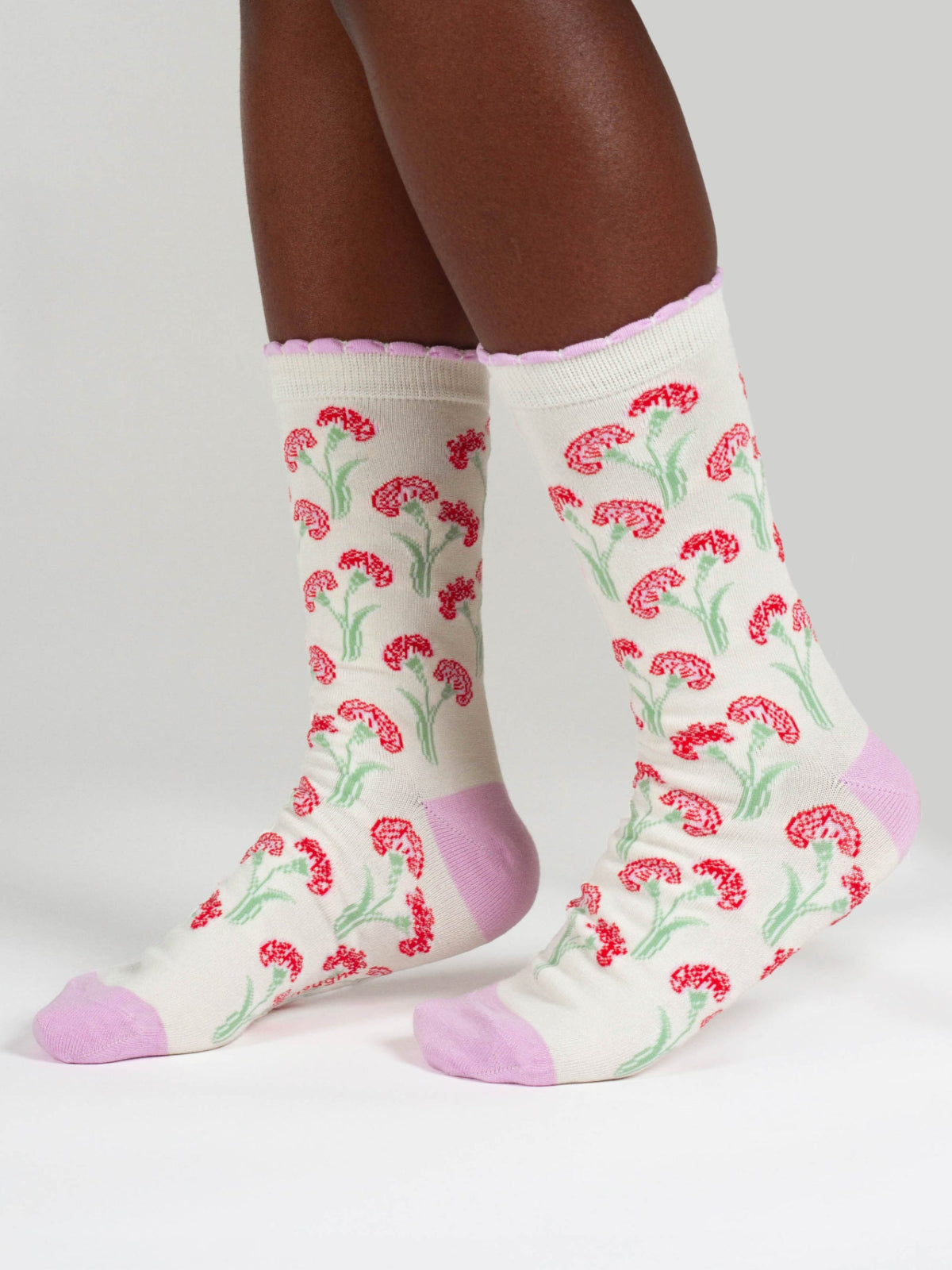 Womens January Birth Flower Sock - Carnation