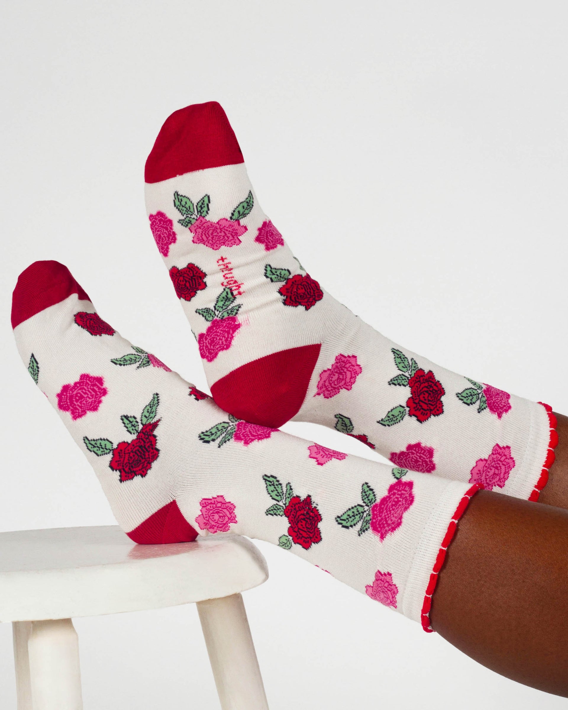 Womens June Birth Flower Sock - Rose
