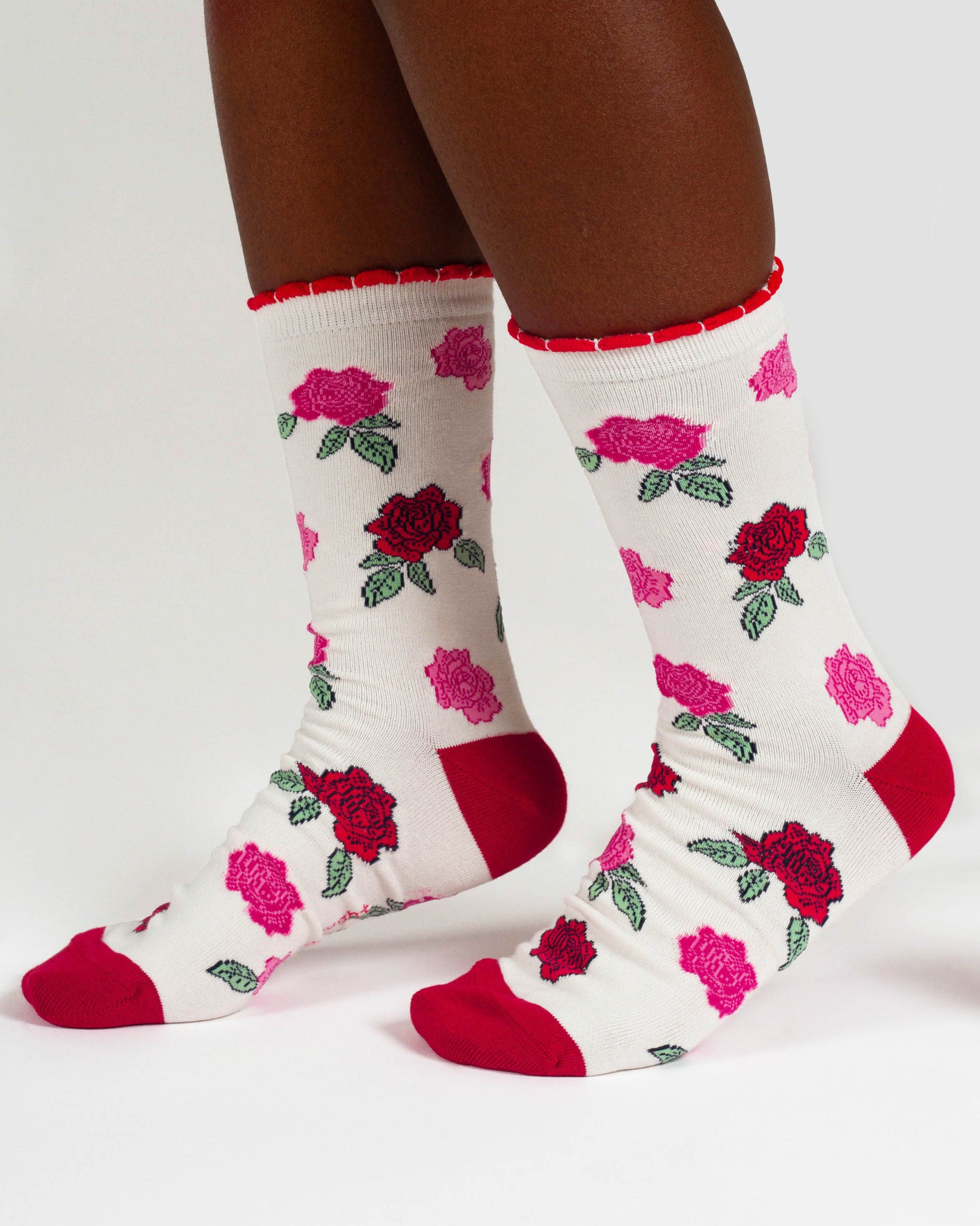 Womens June Birth Flower Sock - Rose