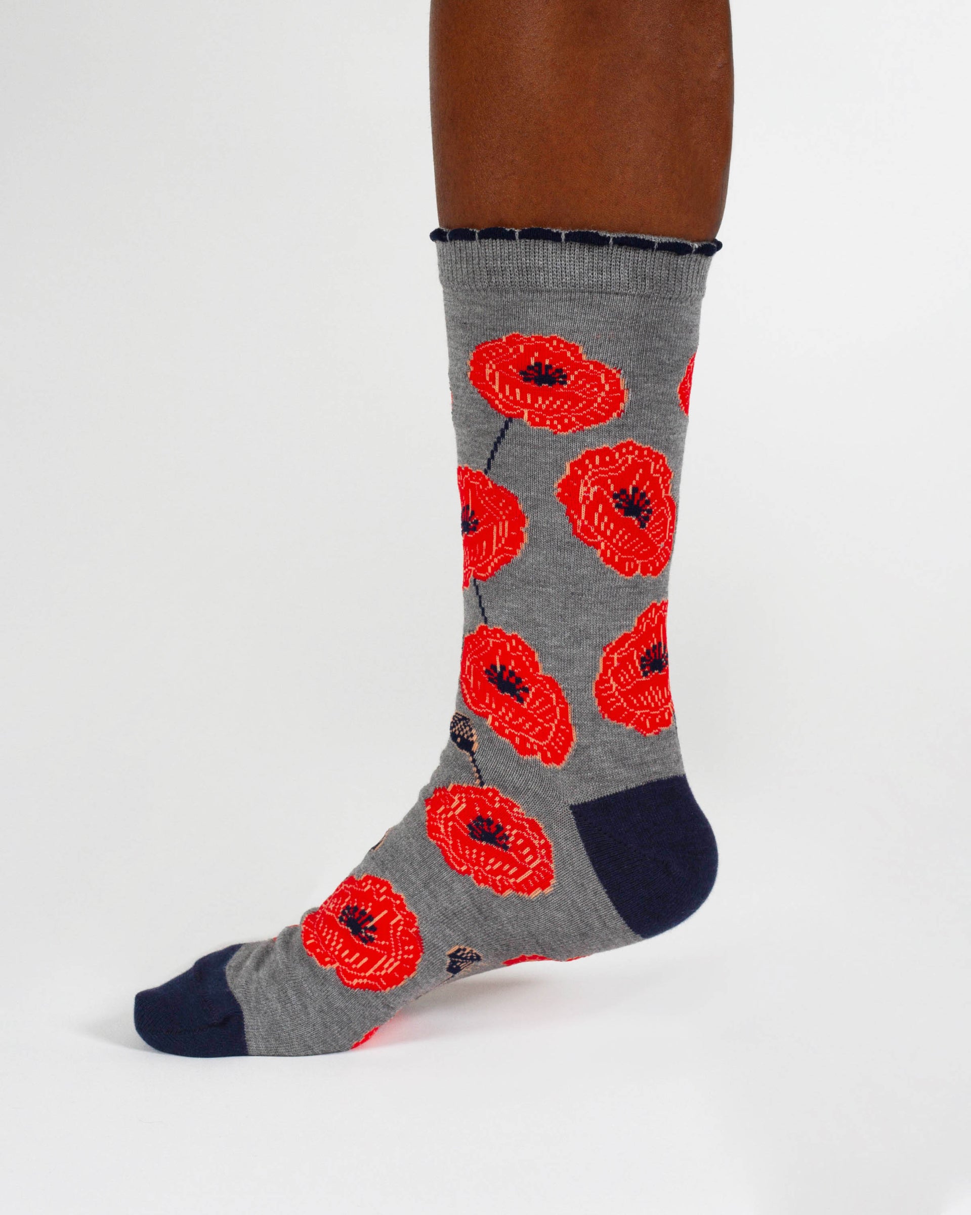 Womens August Birth Flower Sock - Poppy