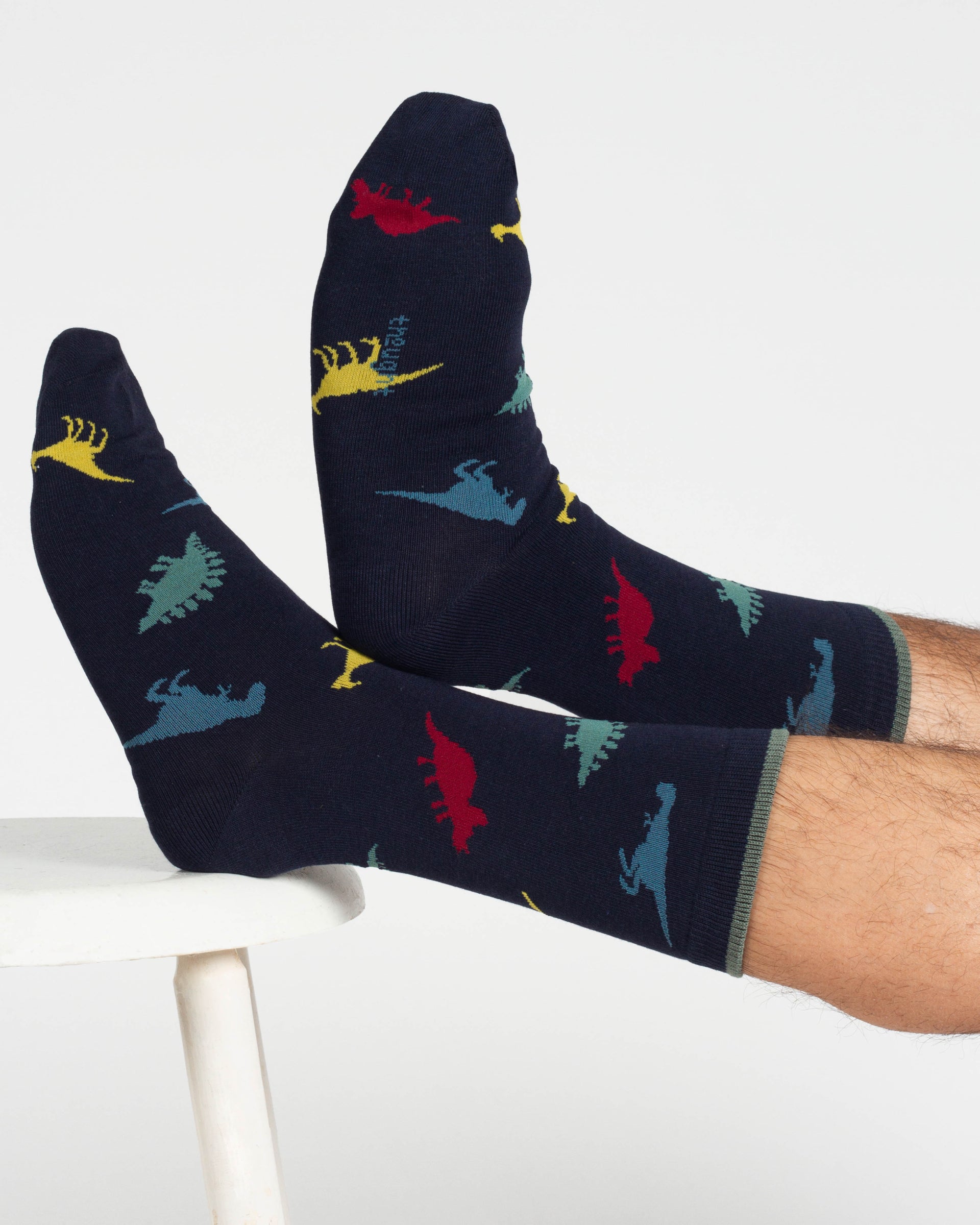 Dino Bamboo 2 Socks in a Bag - Green/Navy